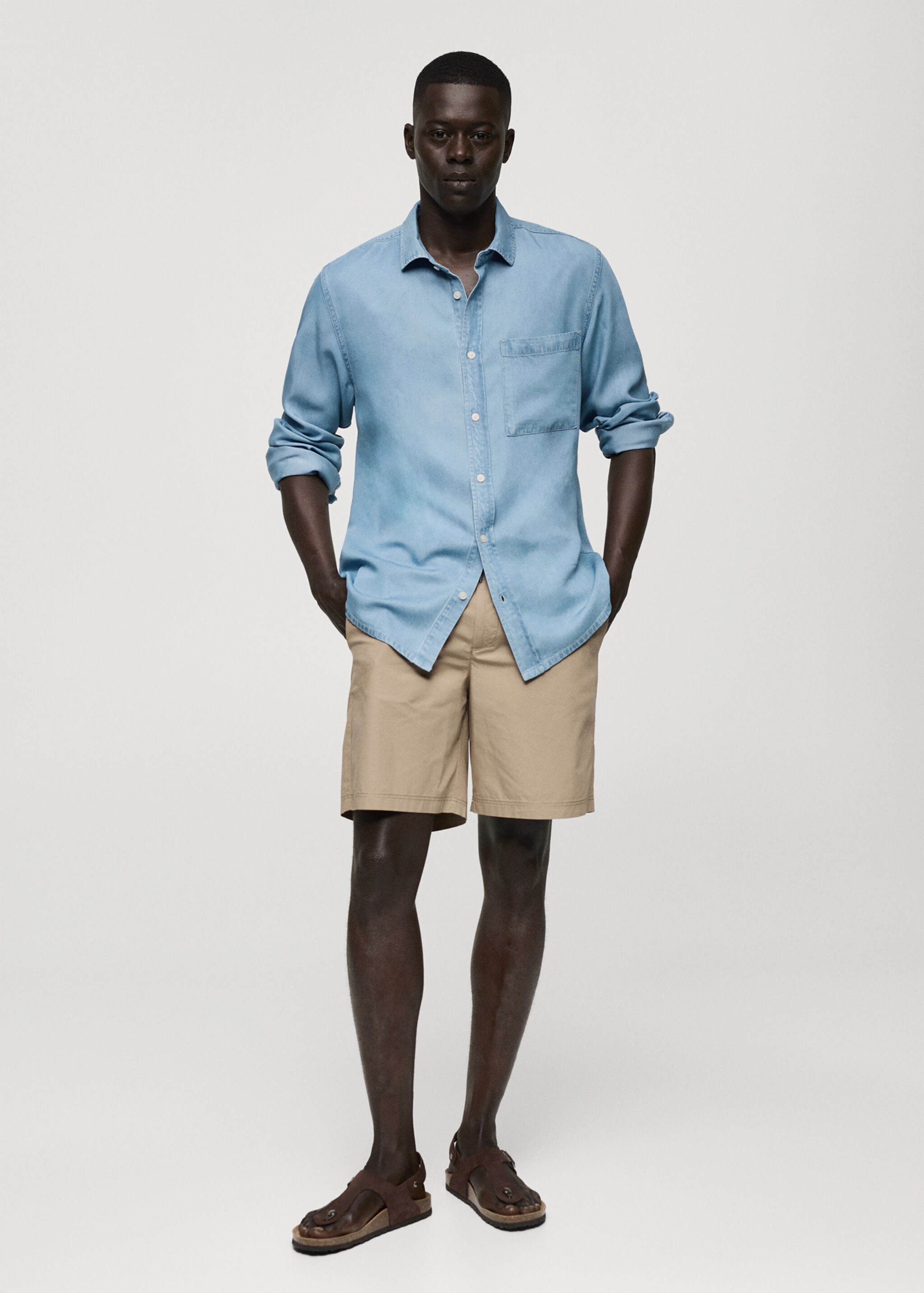 Regular-fit 100% Tencel shirt - General plane, Light Blue. Ref: 77080590-00.