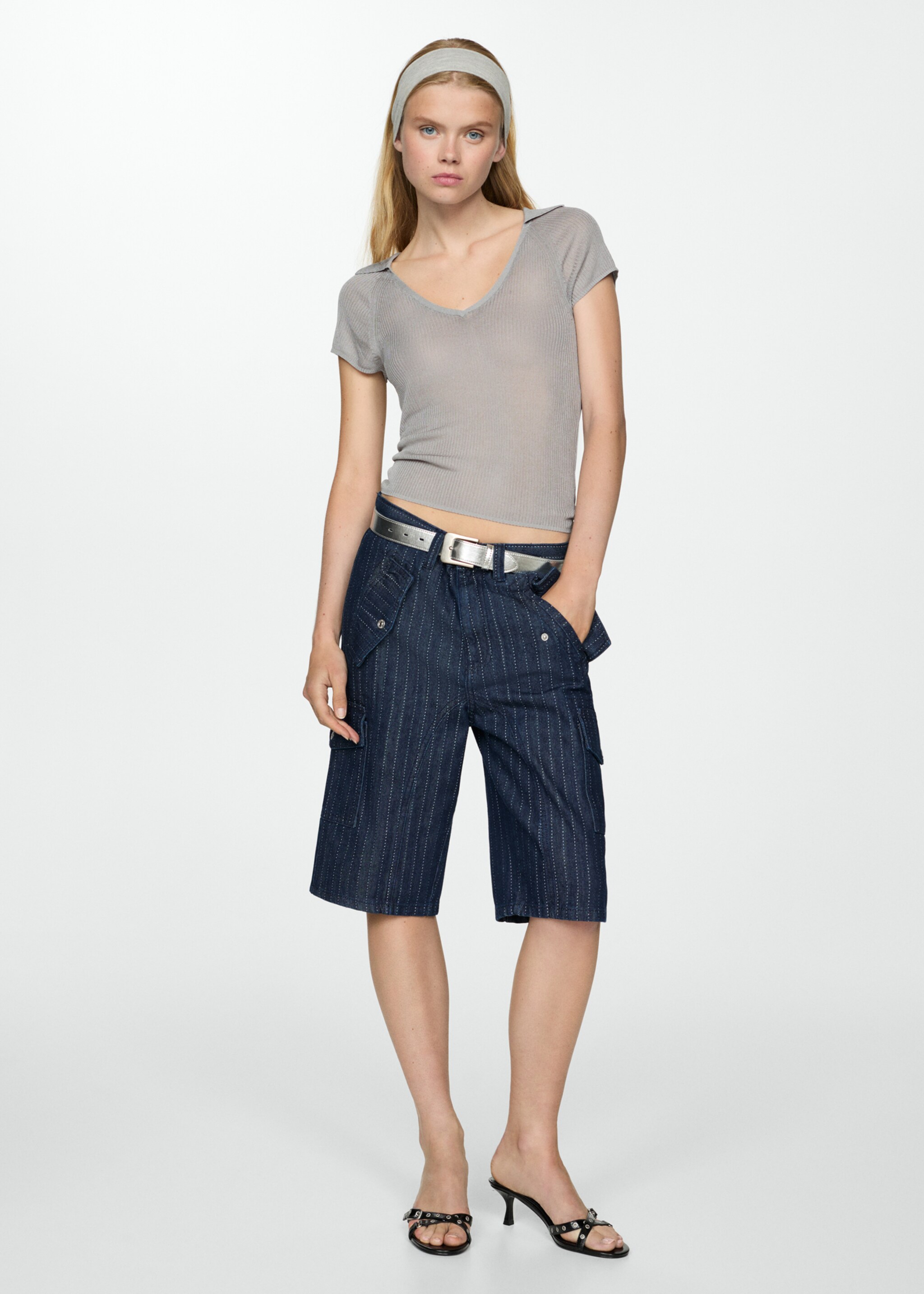Semi-transparent polo neck t-shirt - General plane