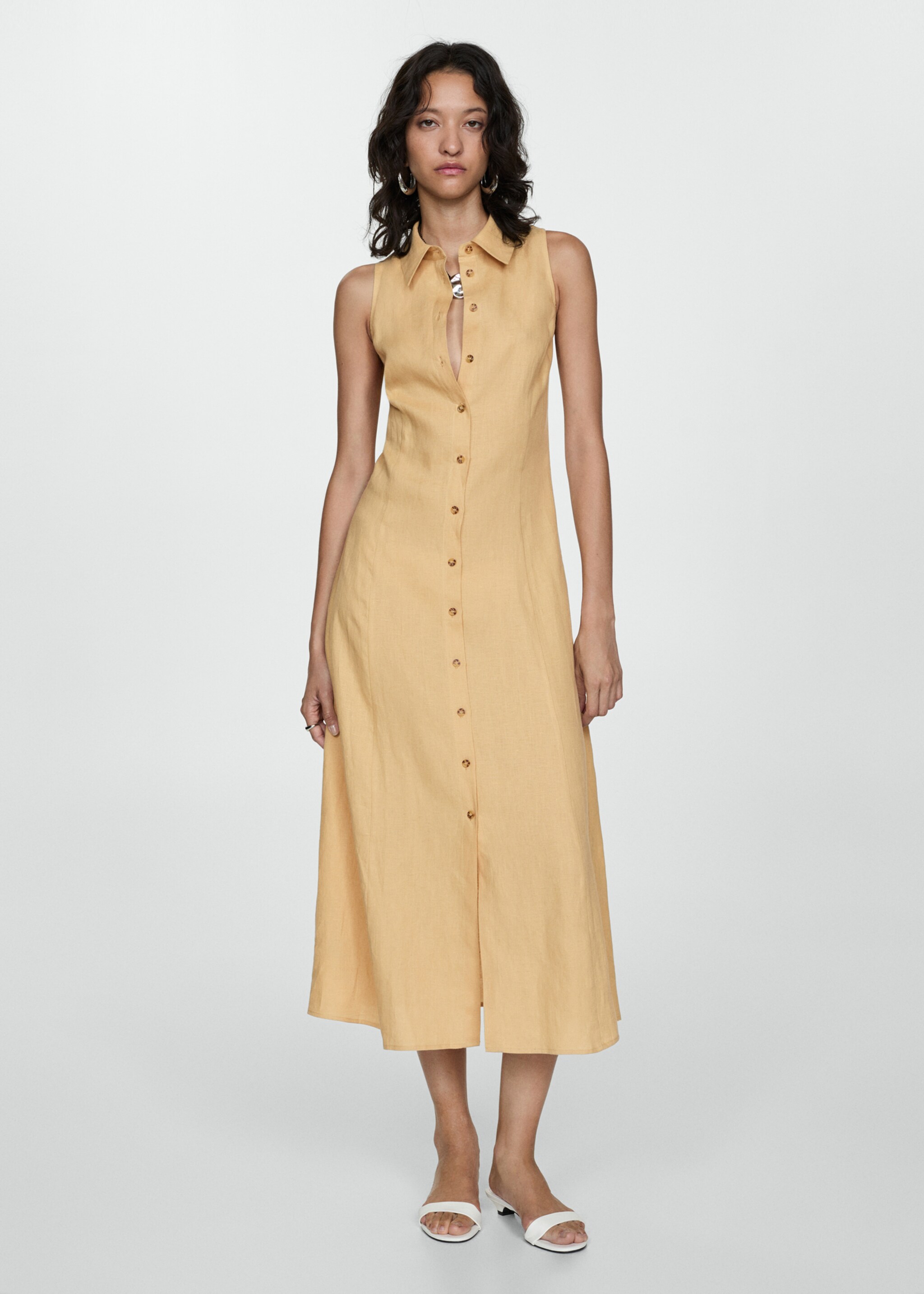 Hemdkleid aus Leinen-Mix - Allgemeine Ansicht
