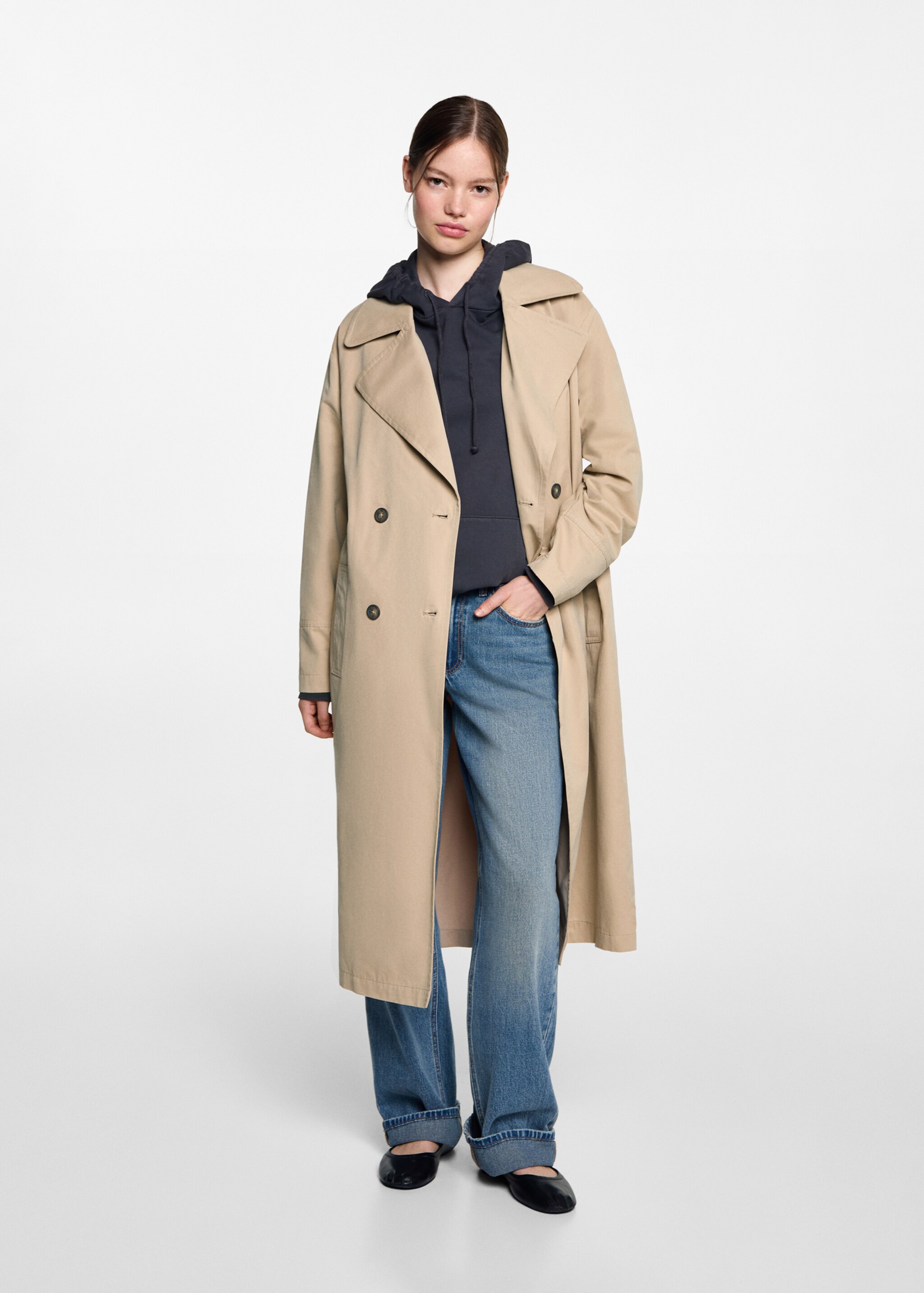 Classic trench coat with belt - General plane, Beige. Ref: 77083283-00.