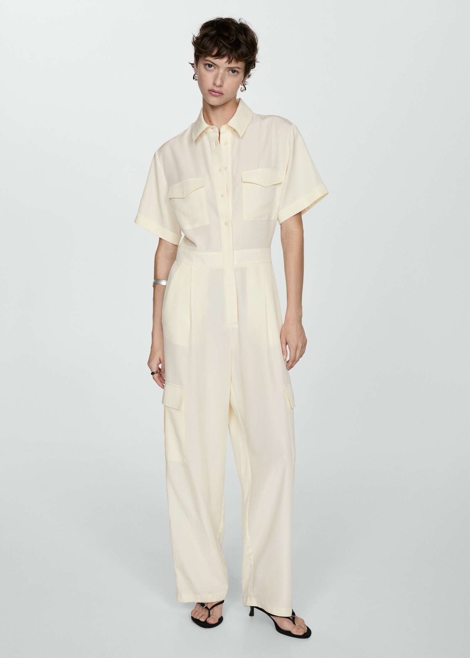 Jumpsuit i skjortmodell lyocell - Allmän bild