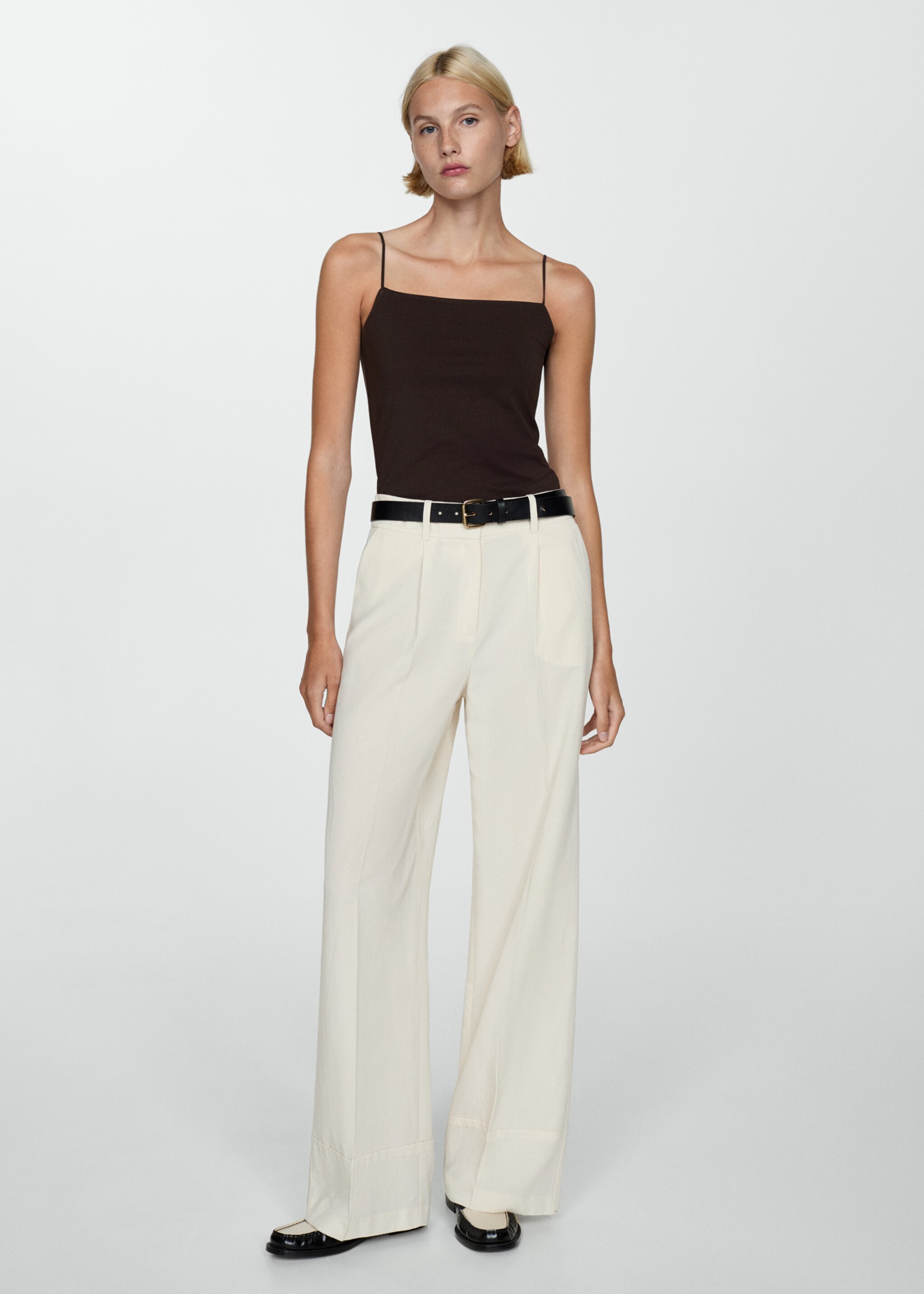 Strapless straight-neck top - General plane, Brown. Ref: 77084037-00.