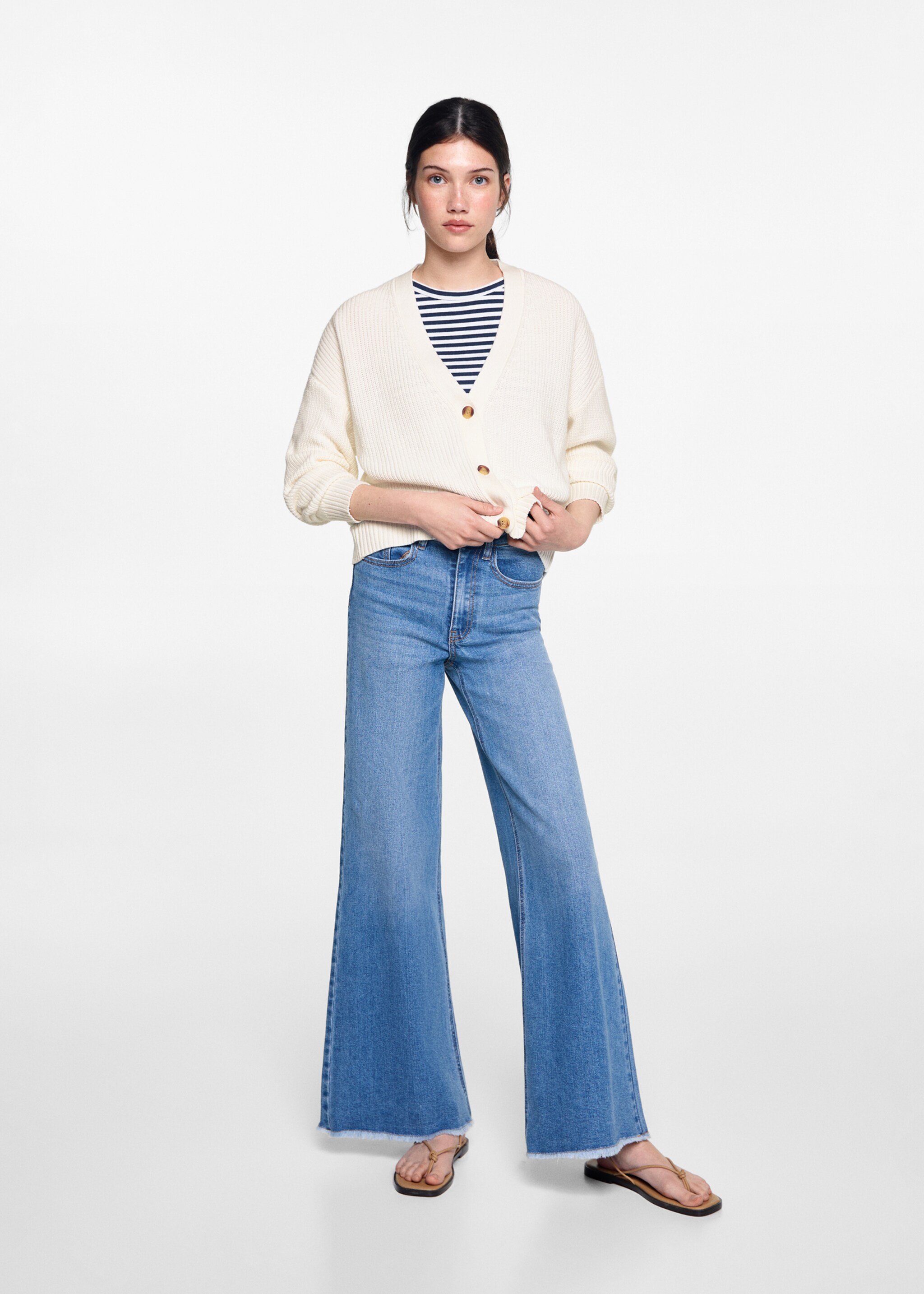 Button knit cardigan - General plane, Off White. Ref: 77084039-00.