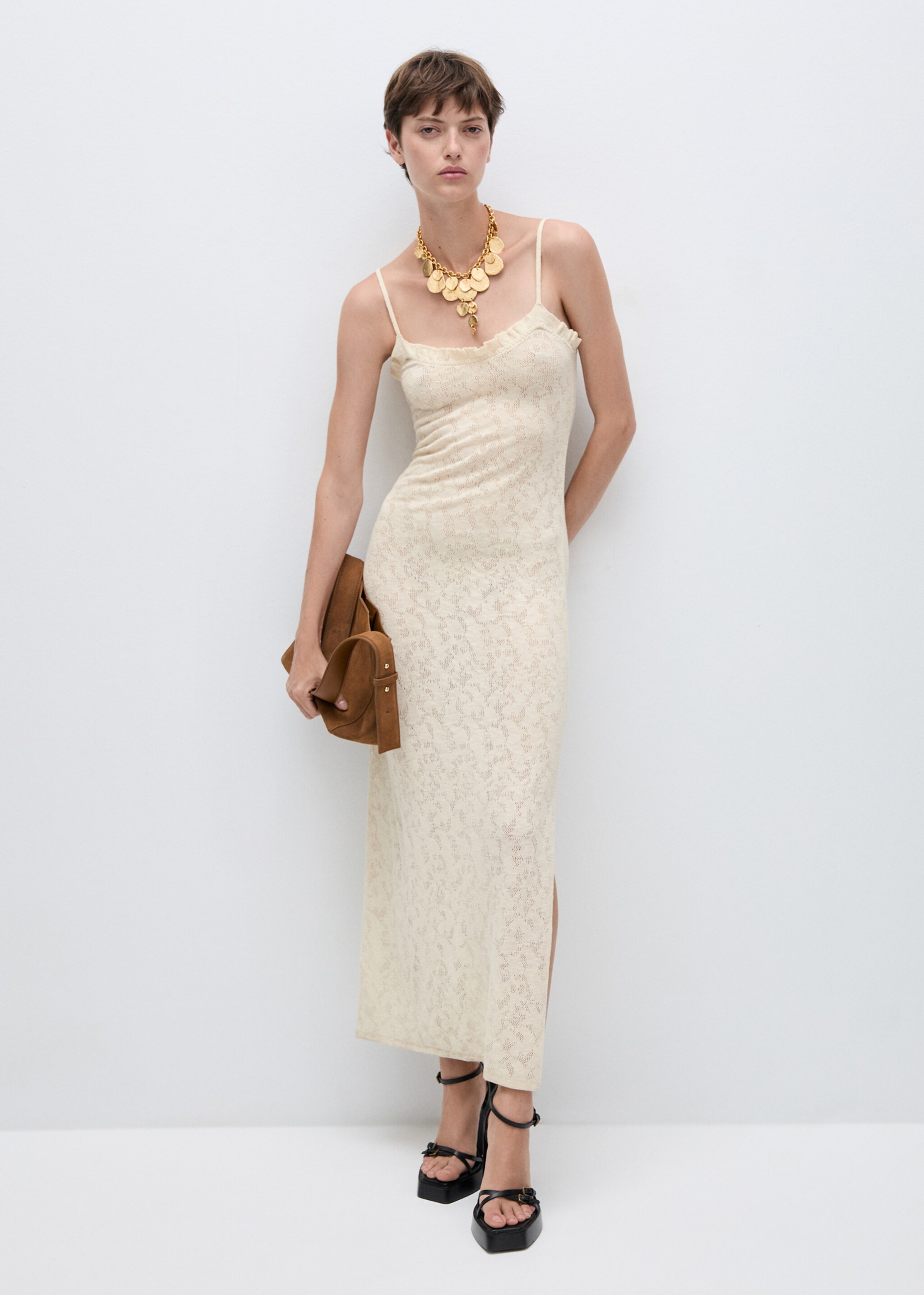 Knitted dress openwork details - General plane