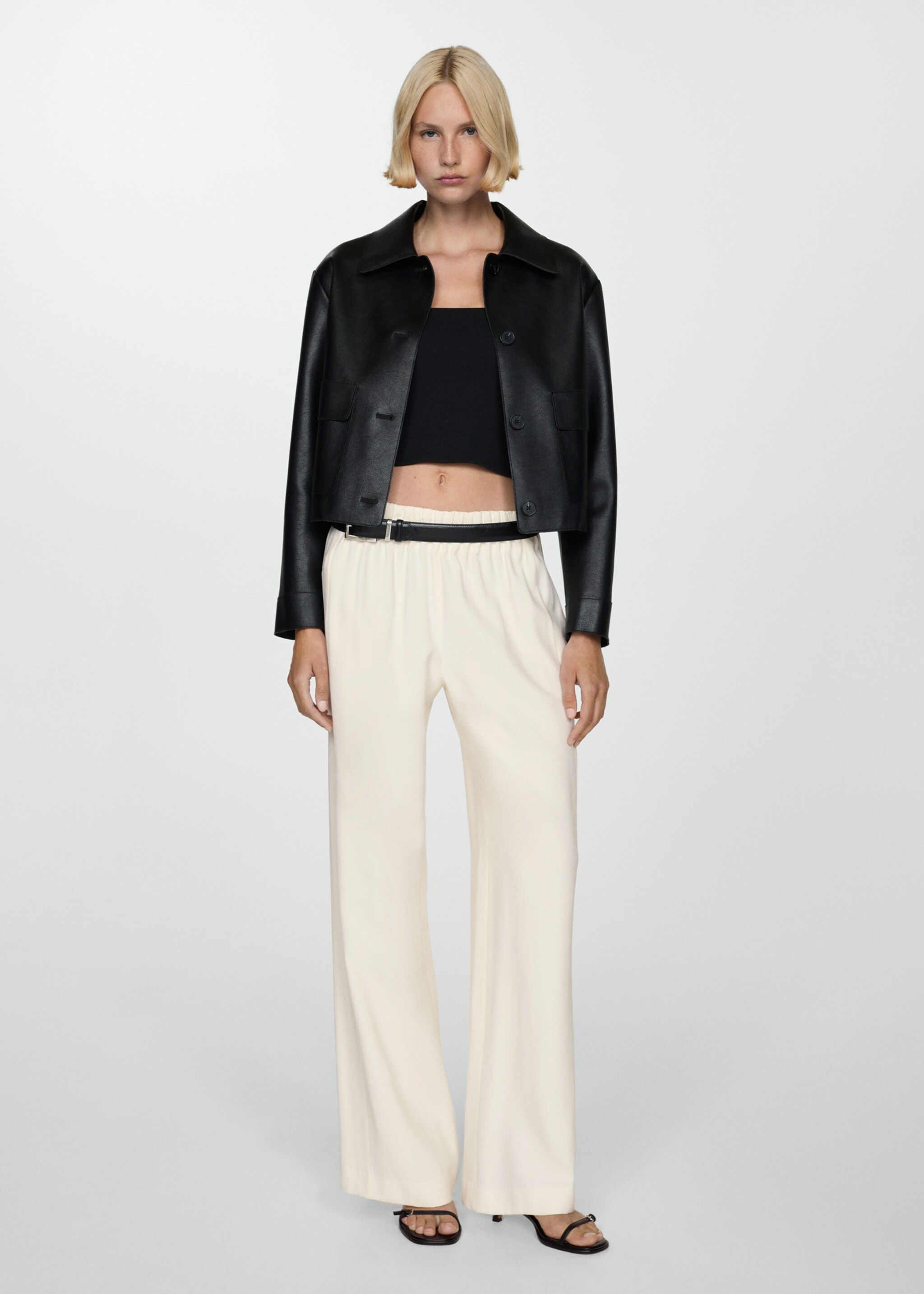 Pantalon wideleg taille élastique - Plan général