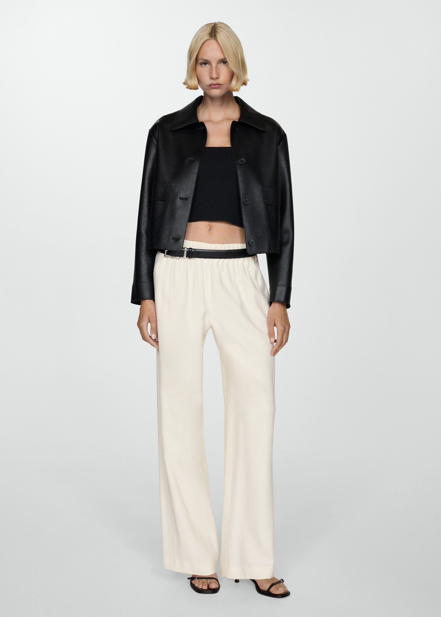 Wideleg trousers with elastic waist - General plane
