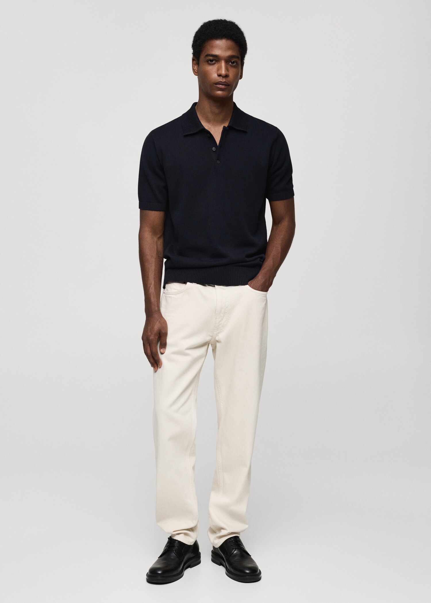 Fine-knit cotton polo shirt - General plane