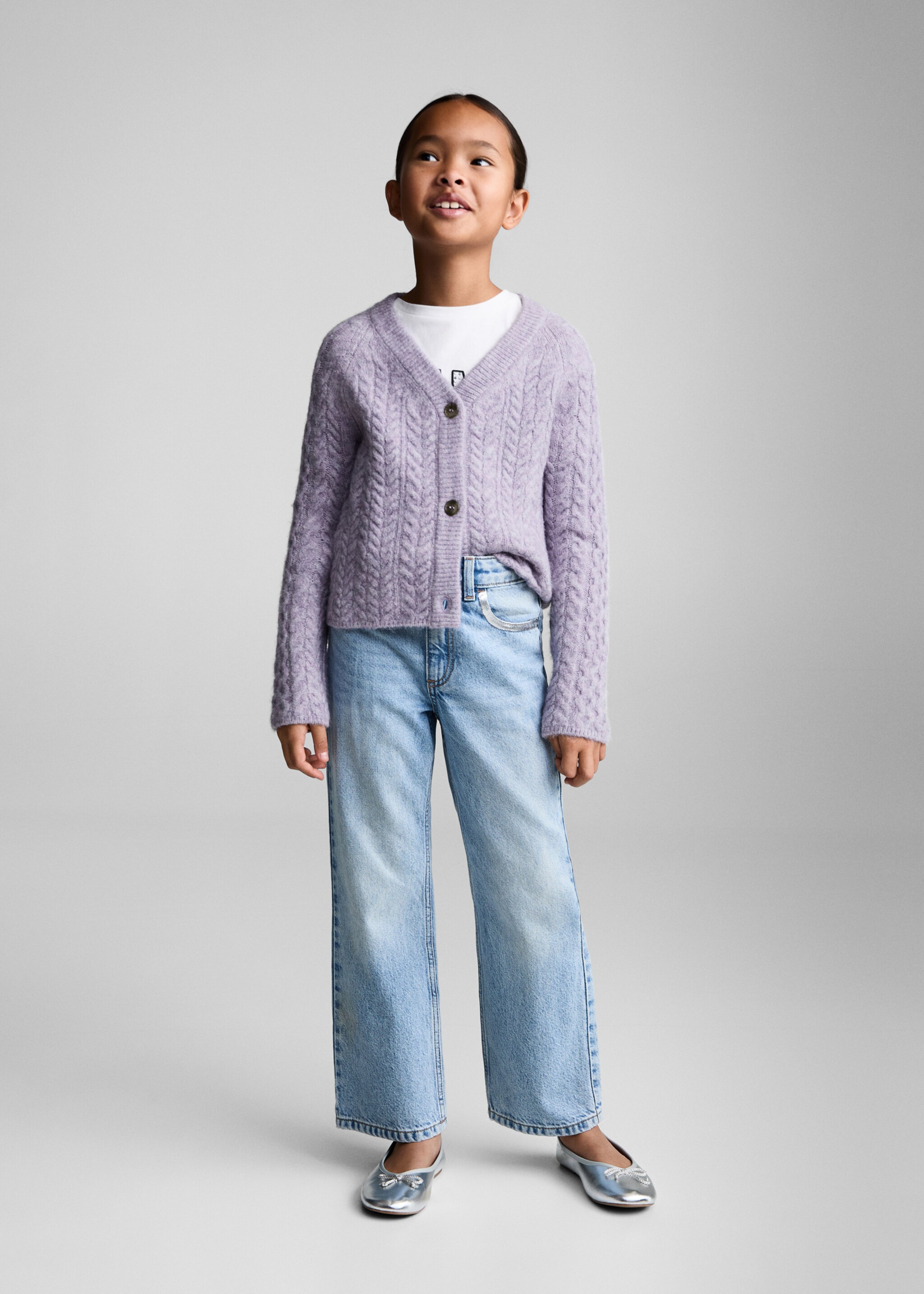 Cardigan mit Zopfmuster - Allgemeine Ansicht, Lavendell. Ref: 77084784-00.