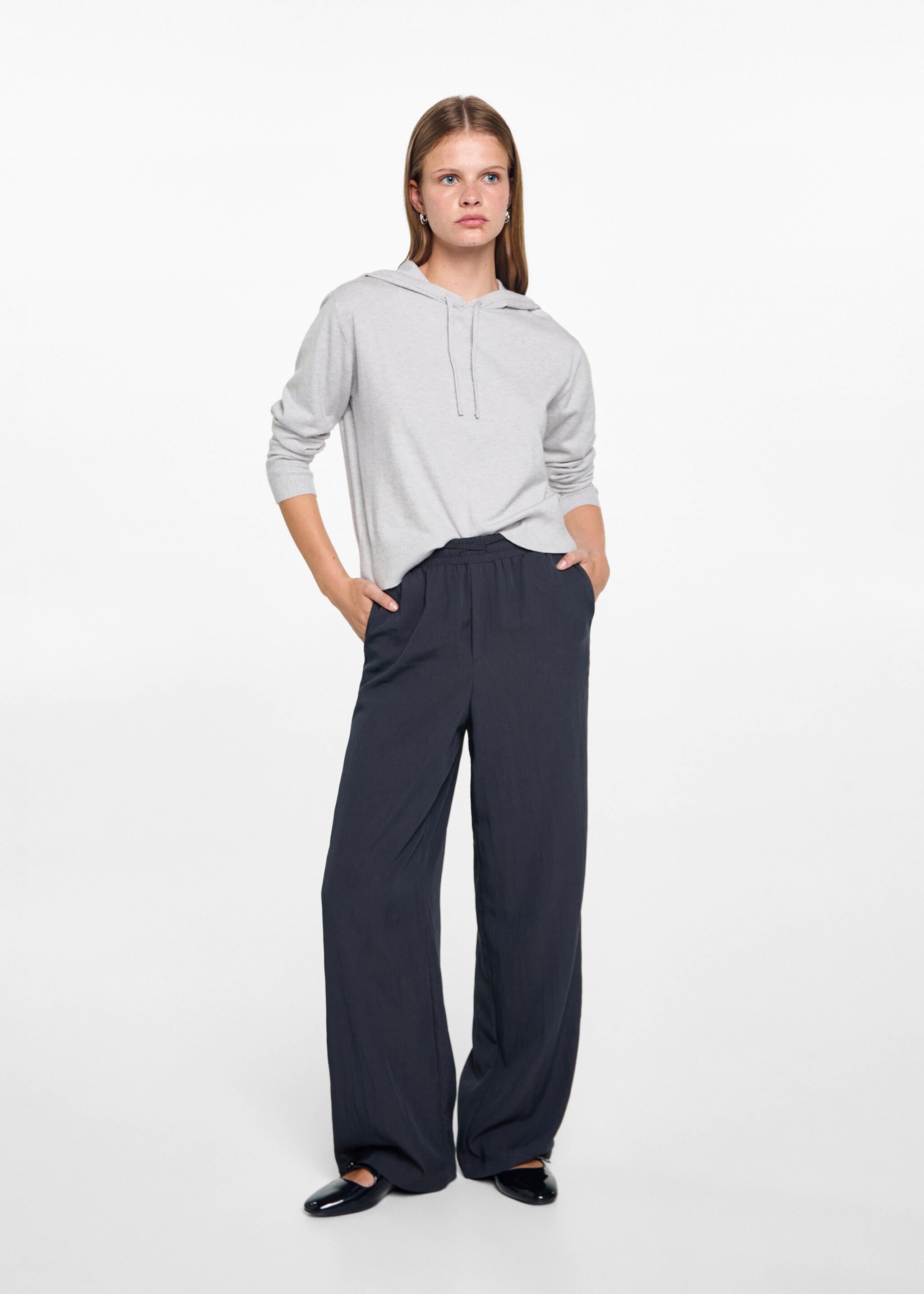 Hooded knit sweater - General plane, Grey. Ref: 77084785-00.