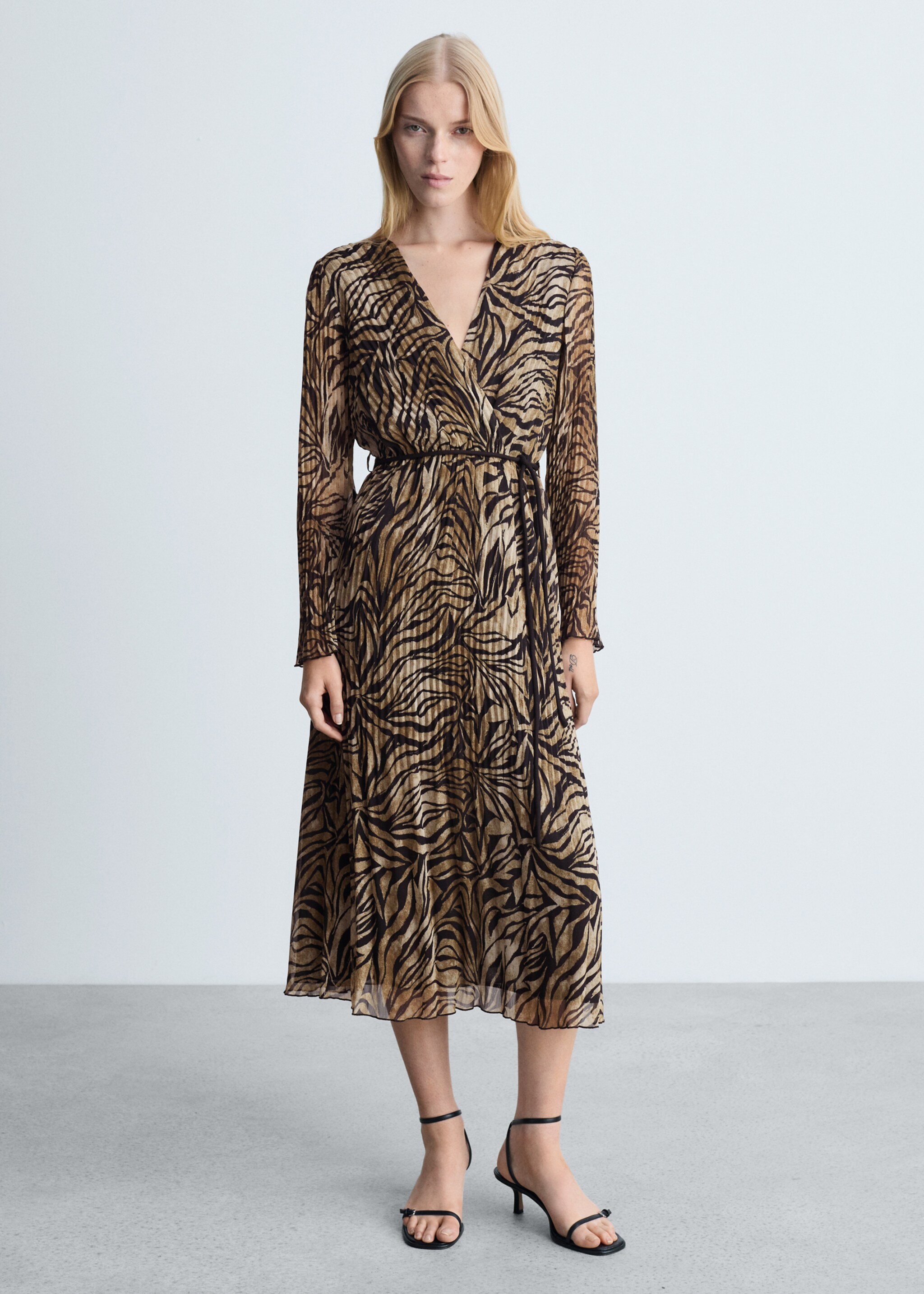 Kleid mit Leopardenmuster und Schleife - Allgemeine Ansicht, Braun. Ref: 77085654-00.