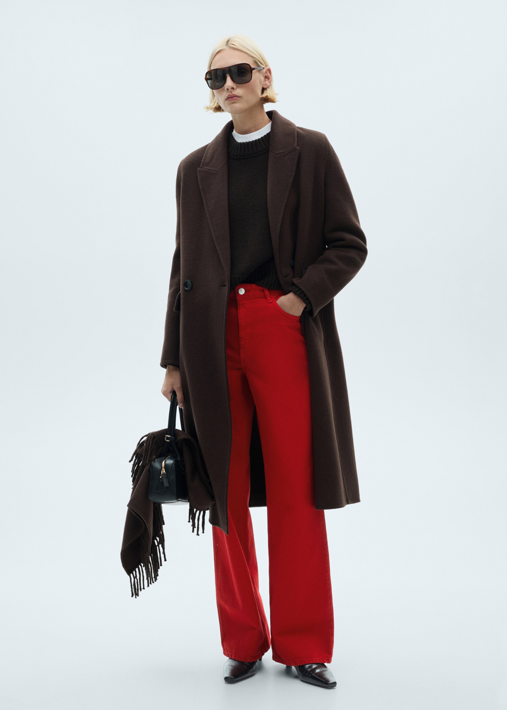 High-waist straight-fit jeans - Overzichtstekening, Rood. Ref: 77085667-00.