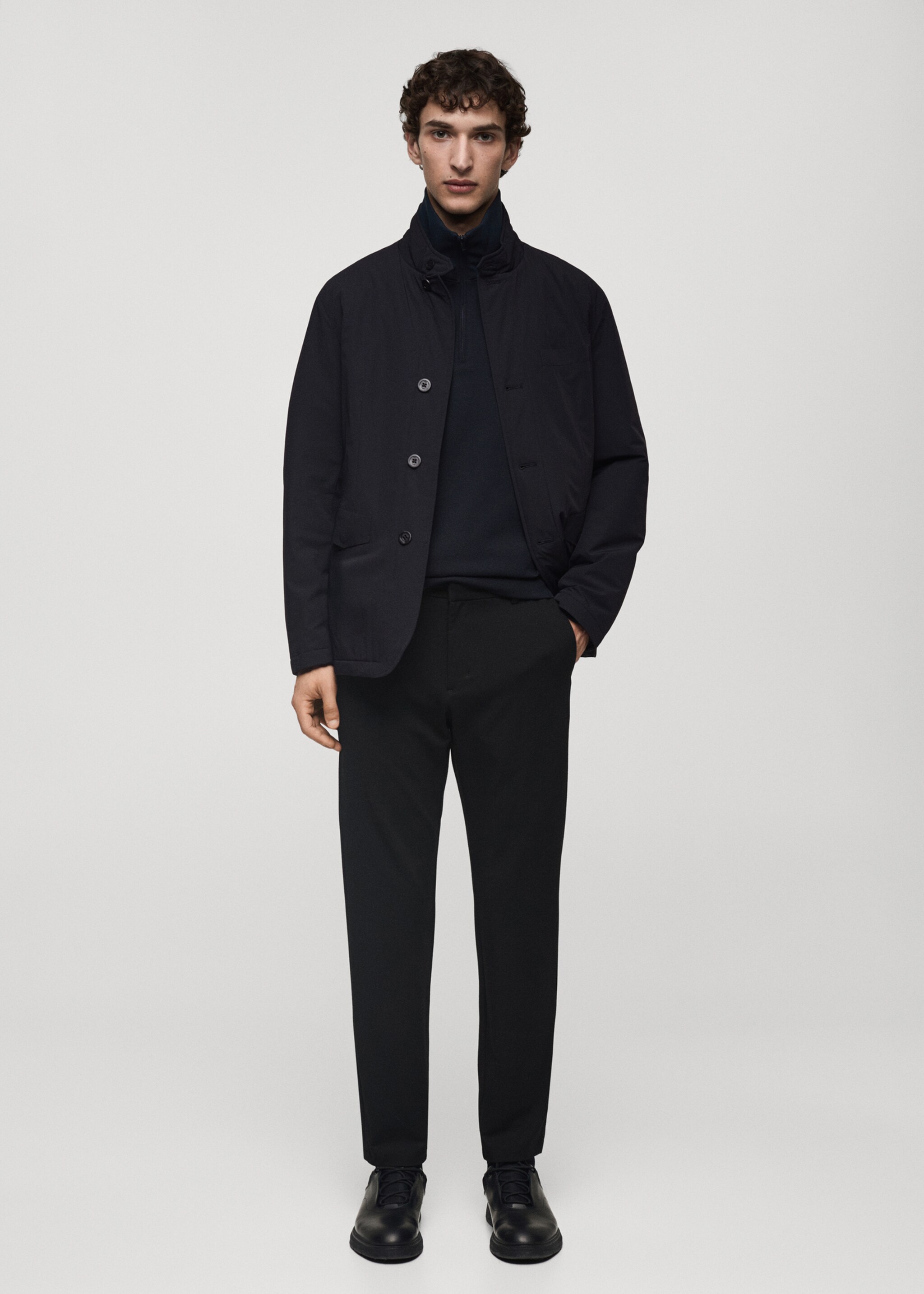 Pantalón slim fit comfort stretch cordón - Plano general, Negro. Ref: 77085961-00.