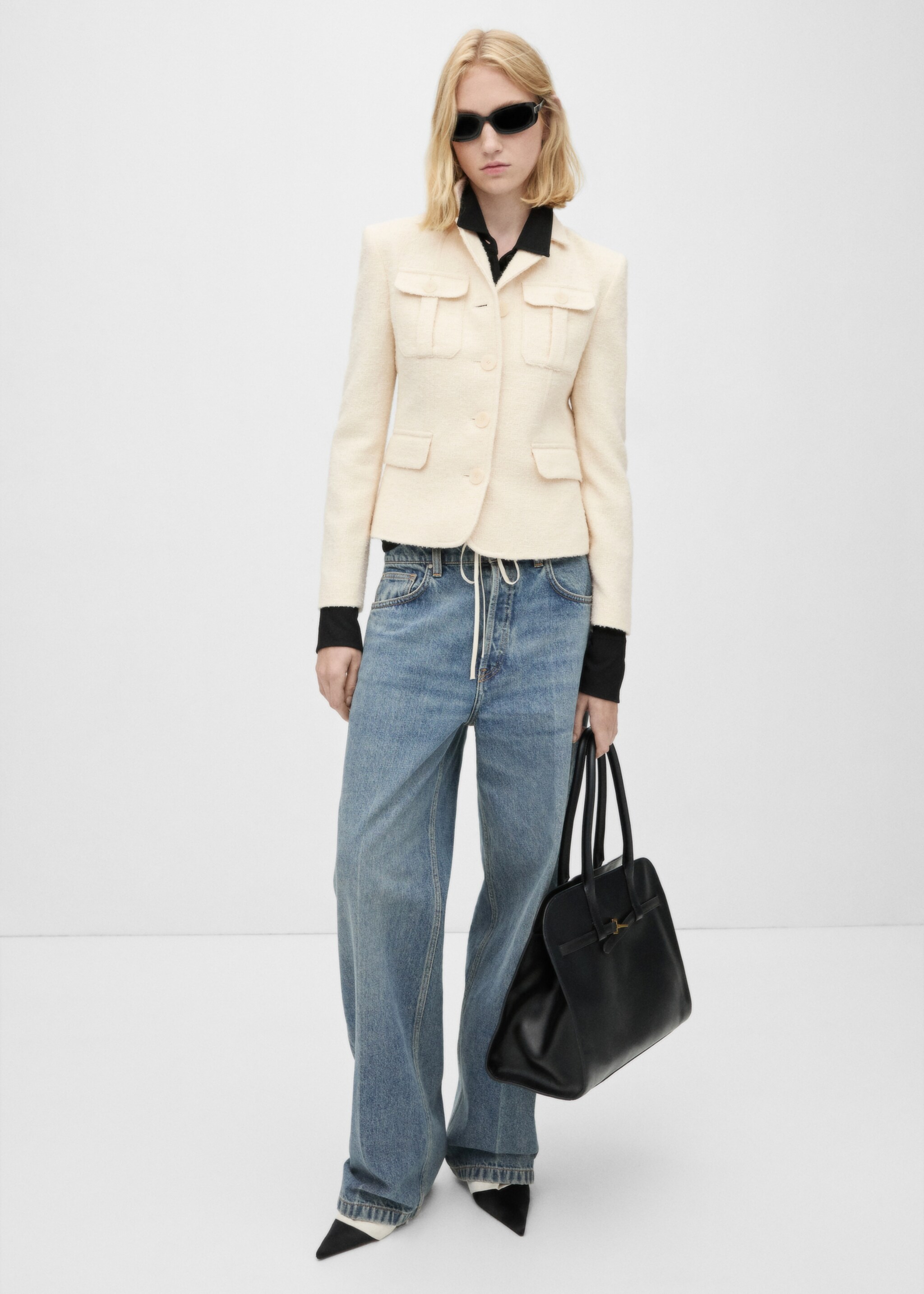 Low waist wide leg jeans - General plane, Medium Blue. Ref: 77086354-00.