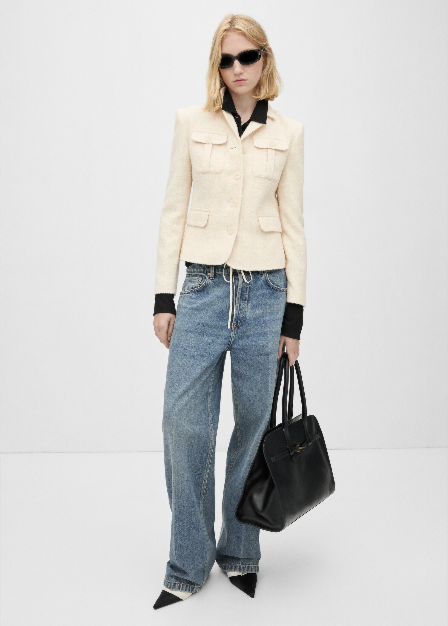 Low waist wide leg jeans - General plane
