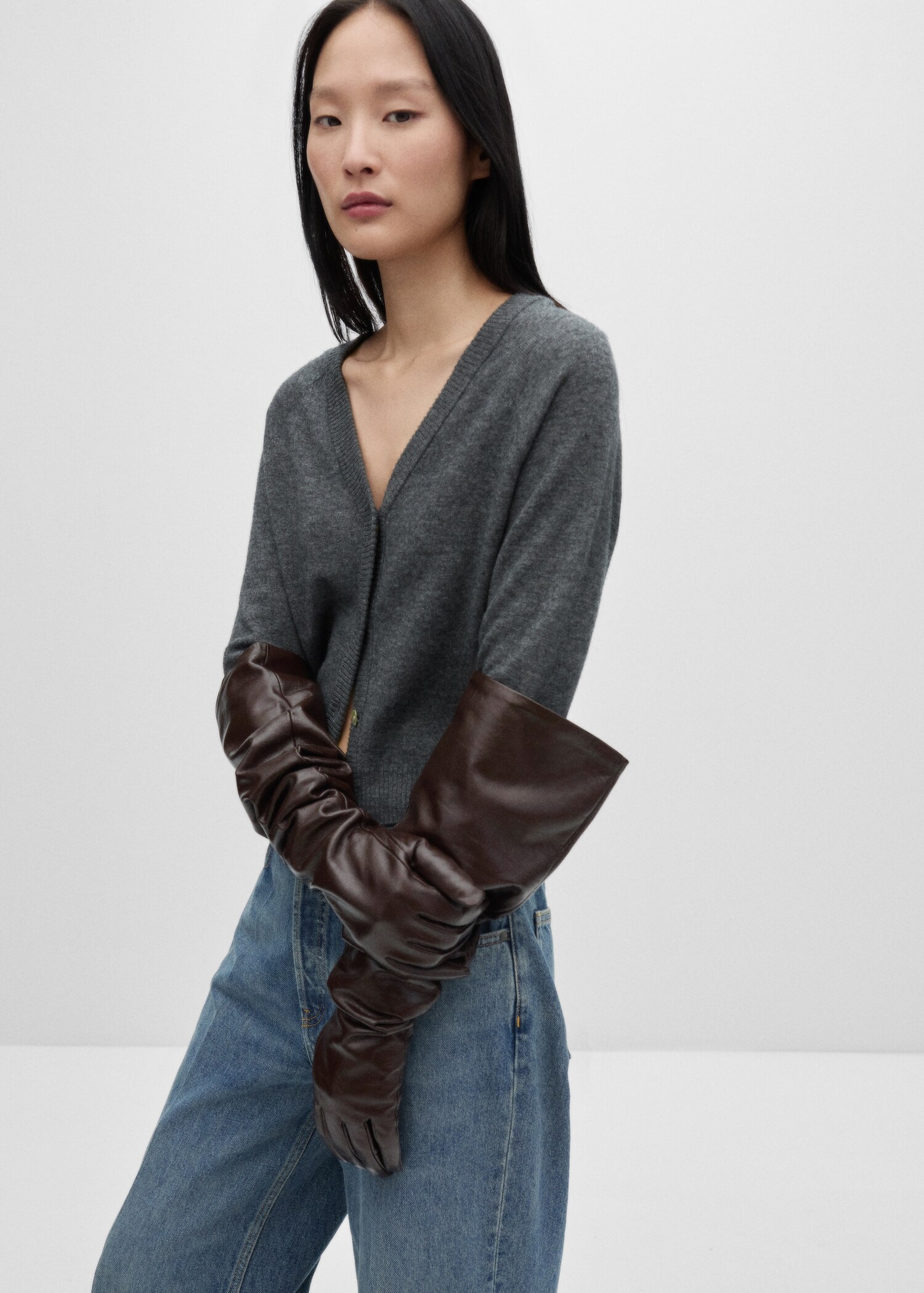 Long leather gloves - General plane