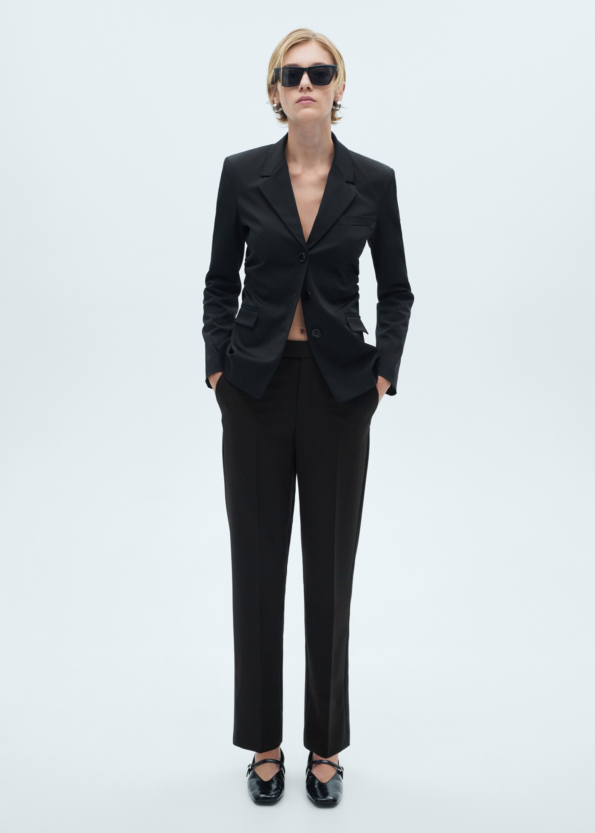 Oblekové kalhoty slim fit - Celkový náhled, Černá. Ref: 77086761-00.