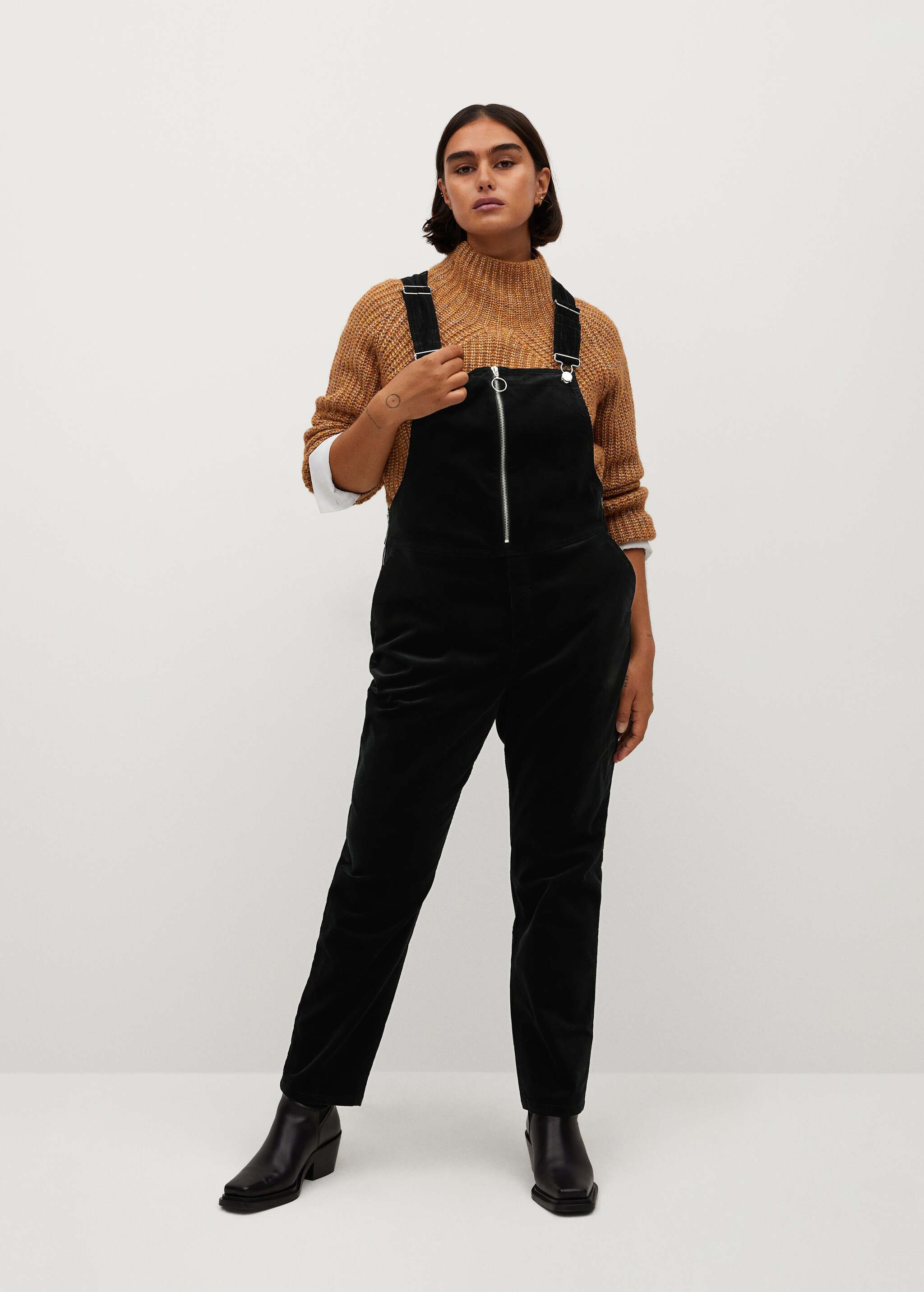 Long corduroy dungarees - General plane