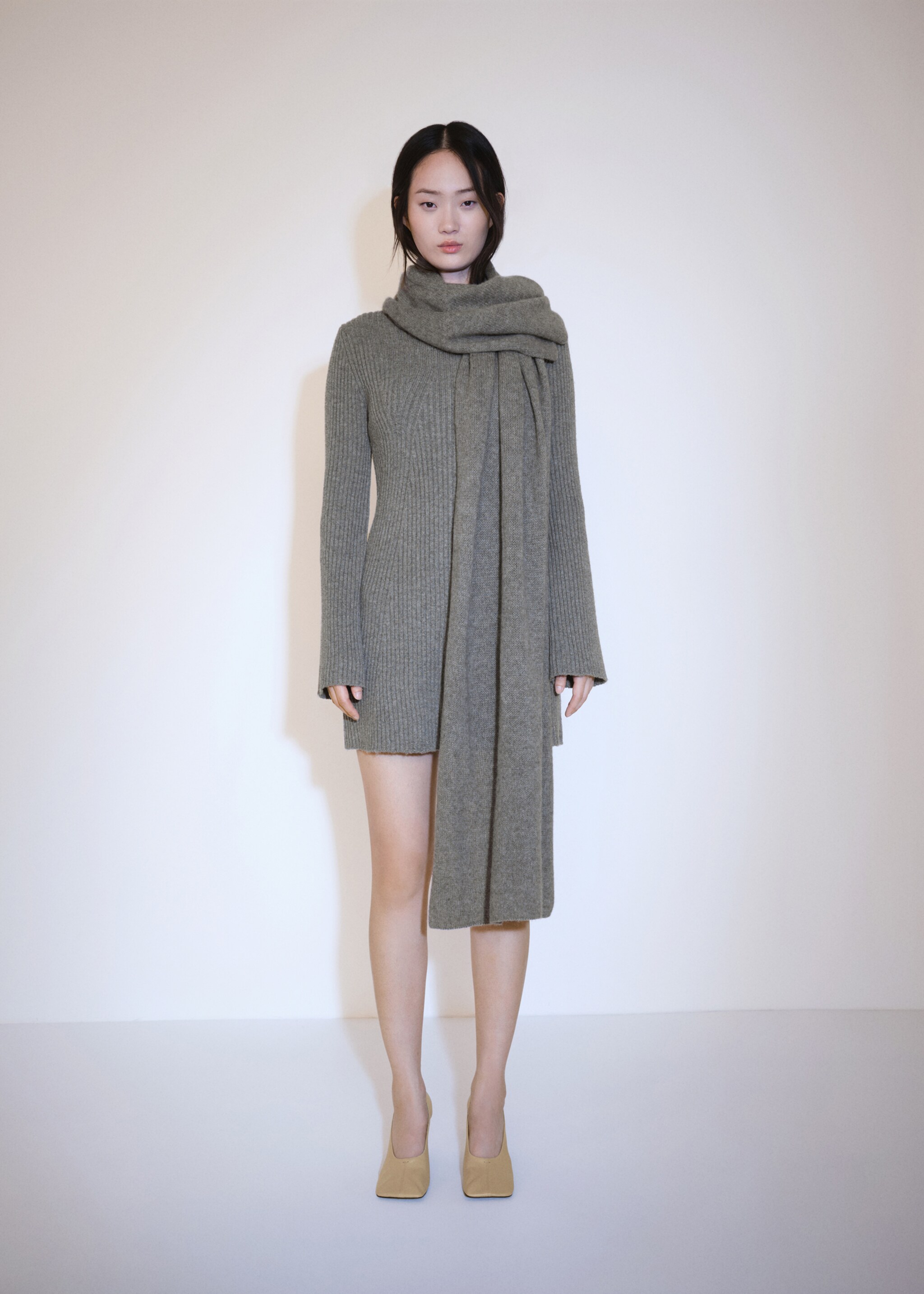 Ribbed short dress - General plane, Medium Heather Grey. Ref: 77087663-00.