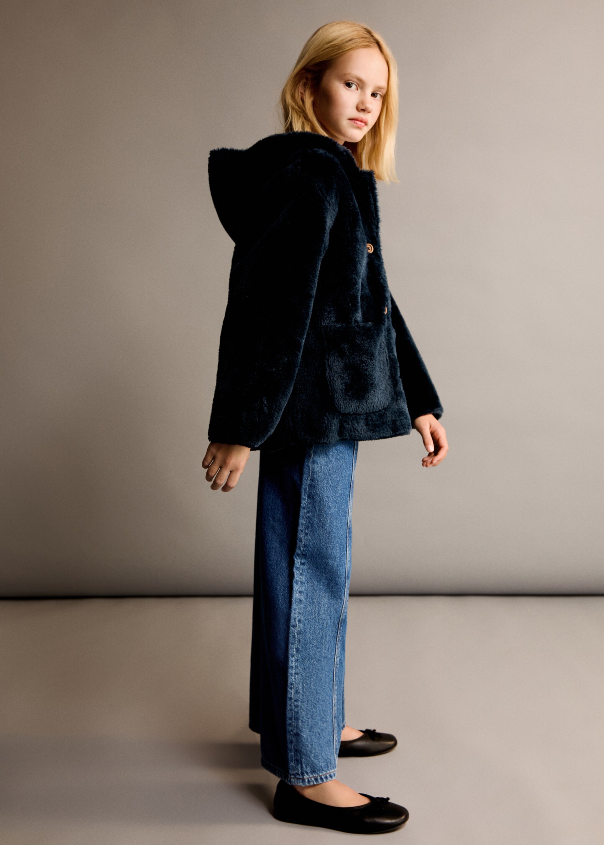 Fur-effect coat - General plane, Blue. Ref: 77087674-00.