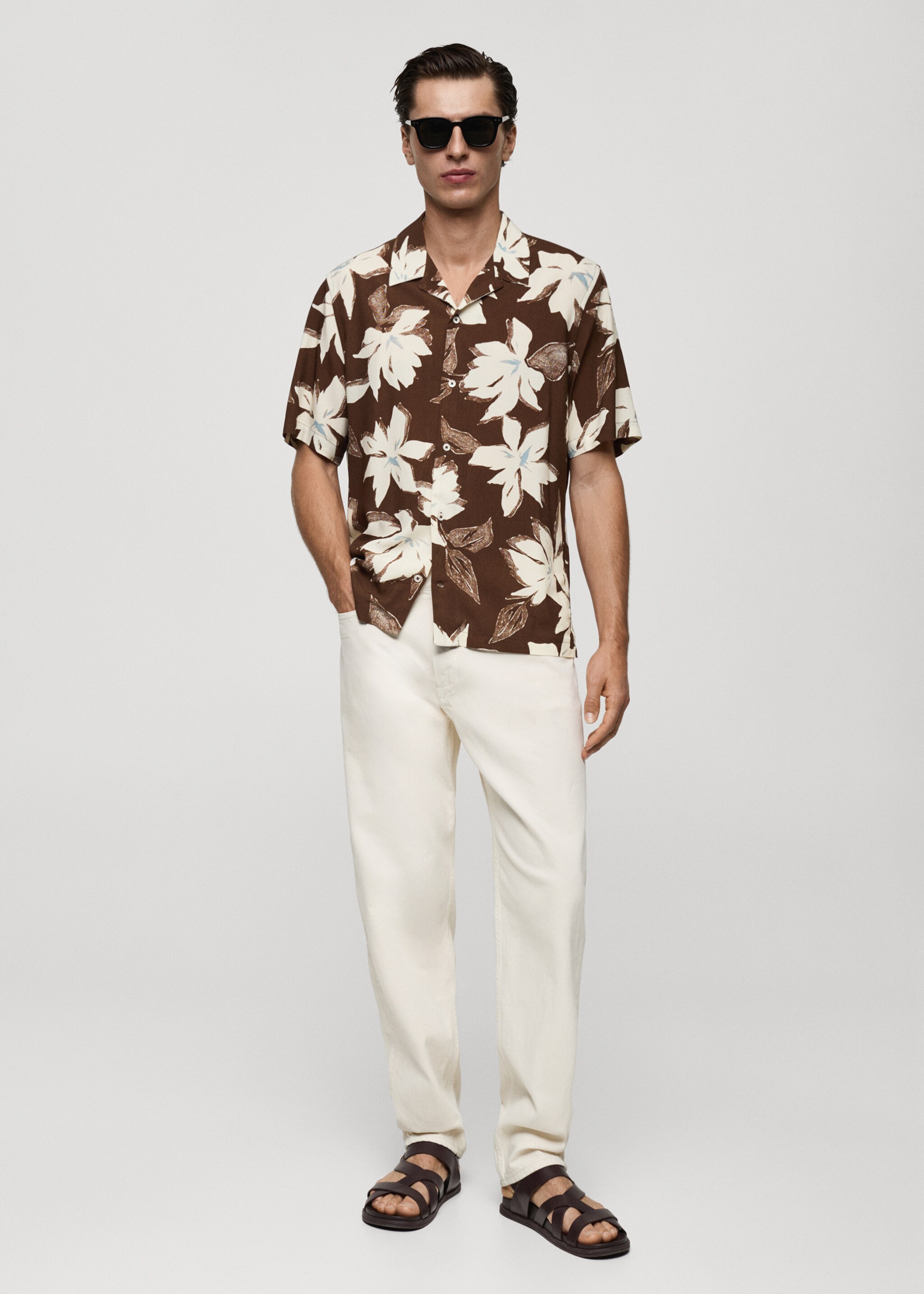 Regular-fit Hawaiian-print shirt - General plane
