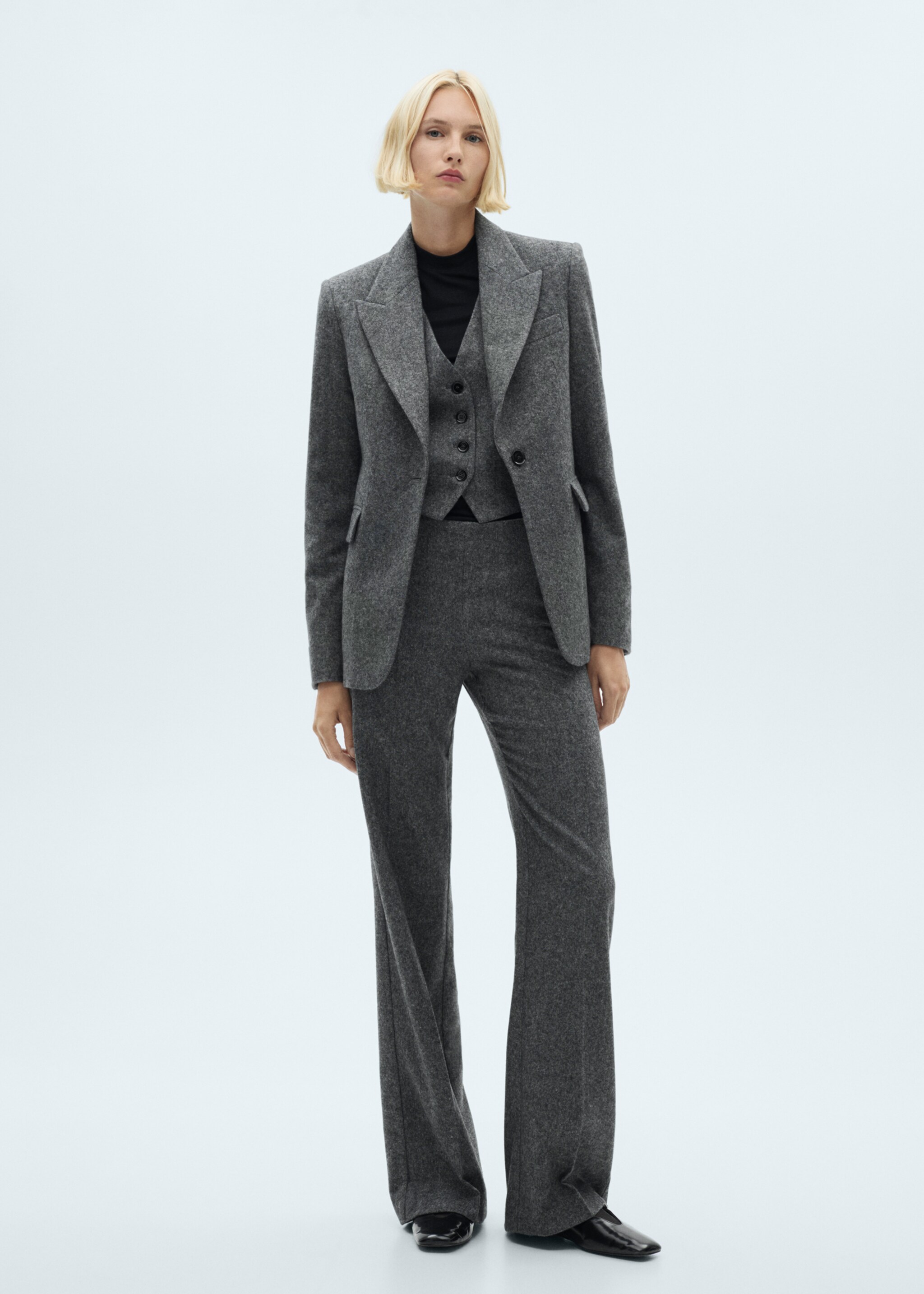 Marbled wool suit waistcoat - General plane, Black. Ref: 77087720-00.