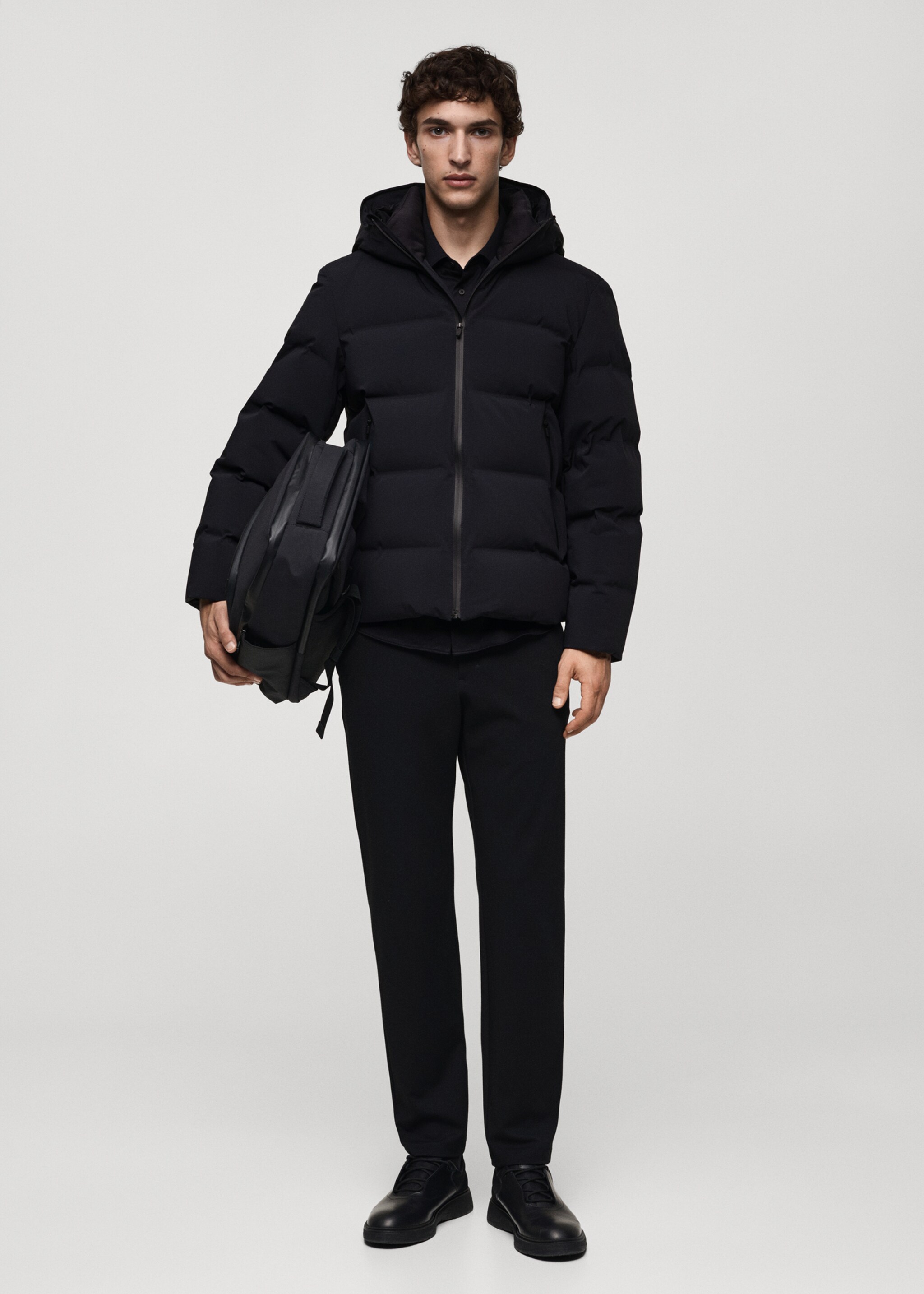 Anorak imperméable rembourrage duvet et plumes - Plan général, Bleu marine foncé. Ref: 77087911-00.