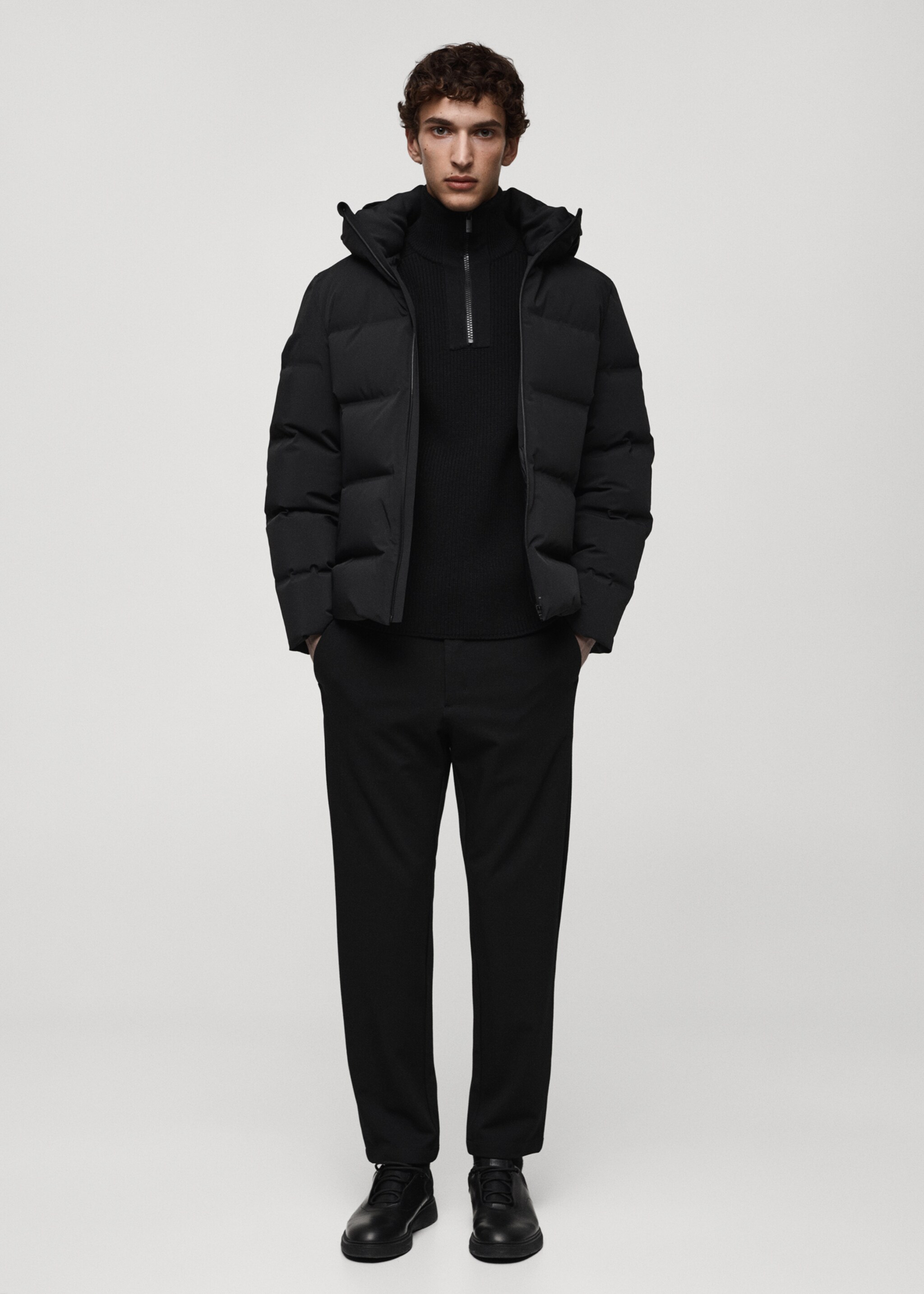 Waterproof anorak with down and feather filling - General plane, Black. Ref: 77087911-00.