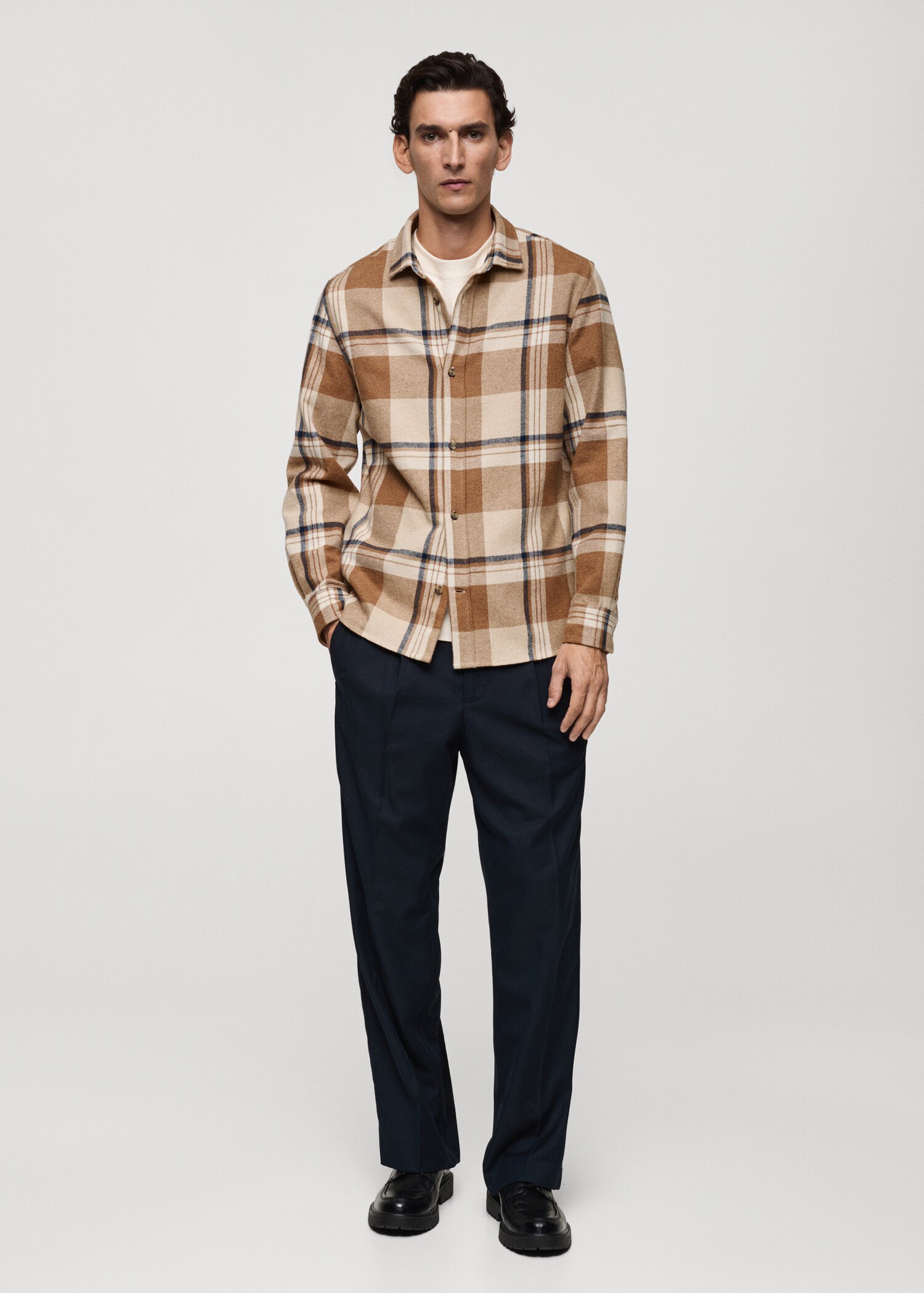 100% cotton flannel check overshirt - General plane