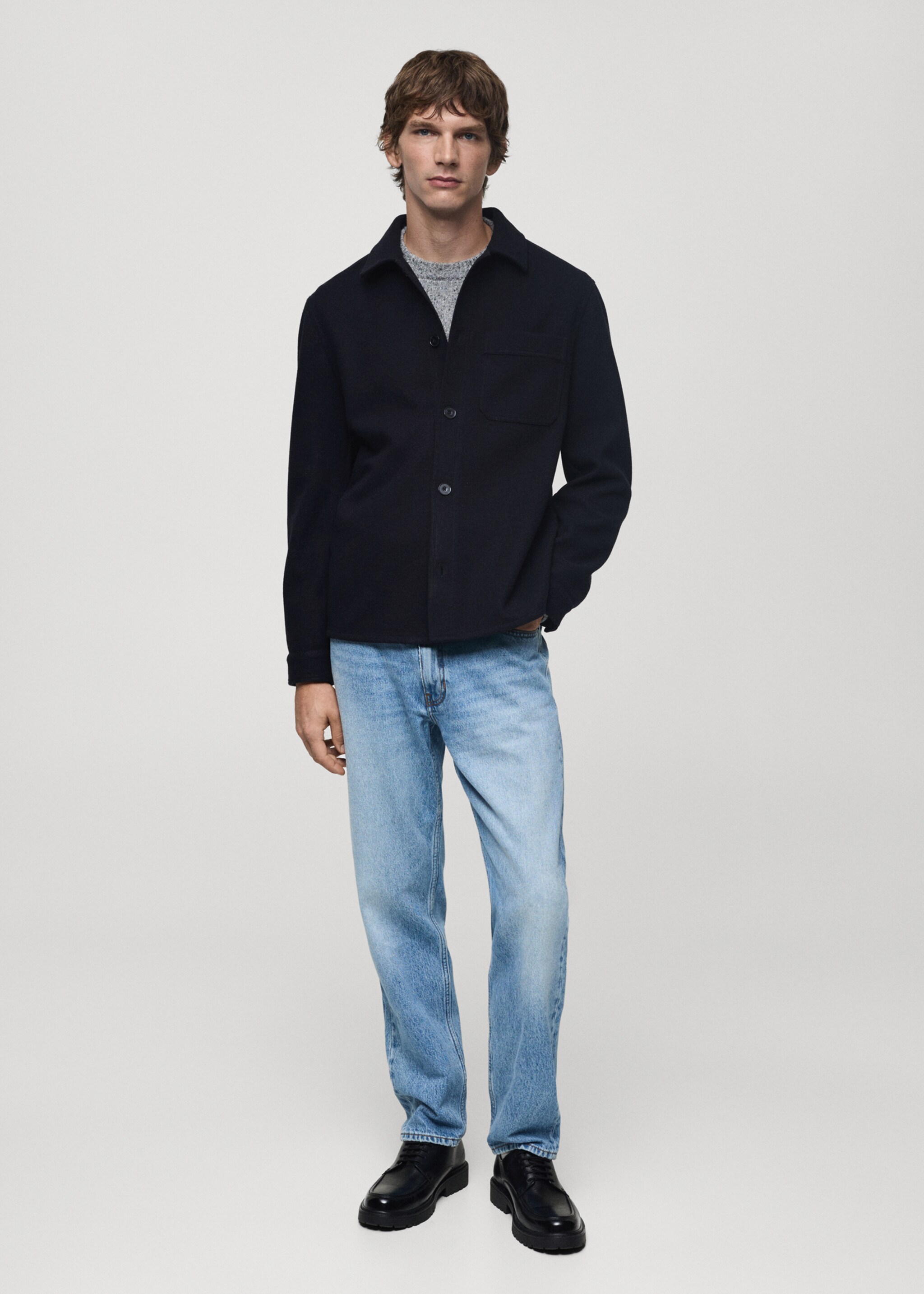 Πουκάμισο φανελένιο regular fit - Γενικό πλάνο, Σκούρο Μπλε Μαρέν. Ref: 77087919-00.