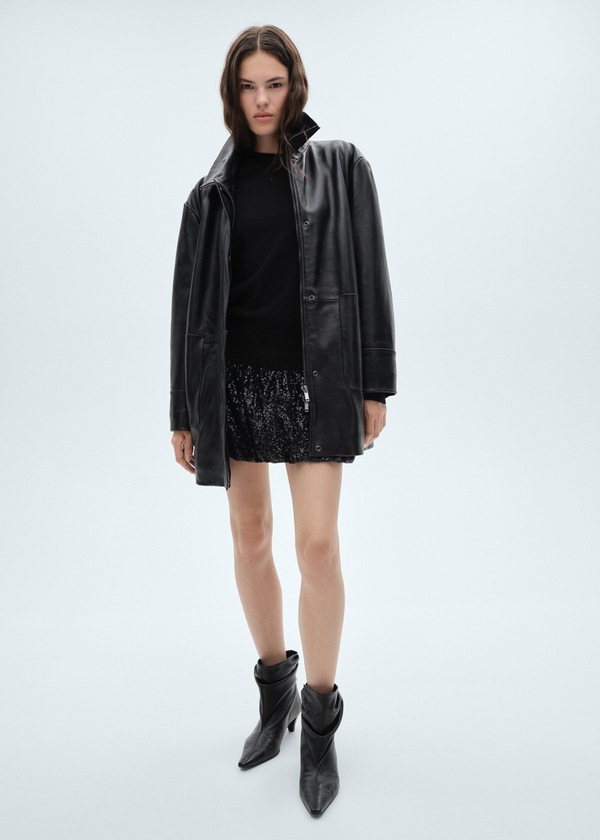 Sequin balloon mini-skirt - General plane, Black. Ref: 77088269-00.