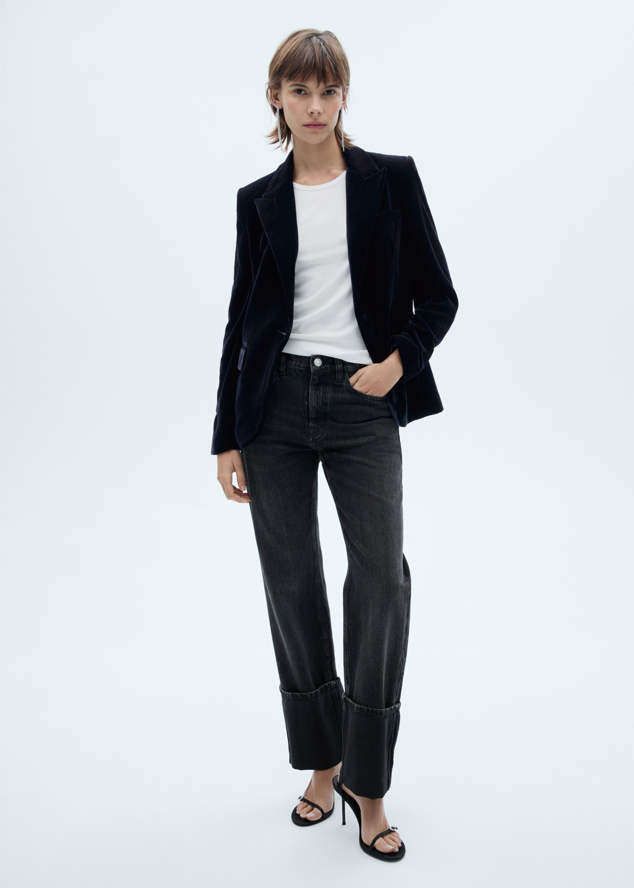 Structured velvet blazer - General plane, Night Blue. Ref: 77088273-00.