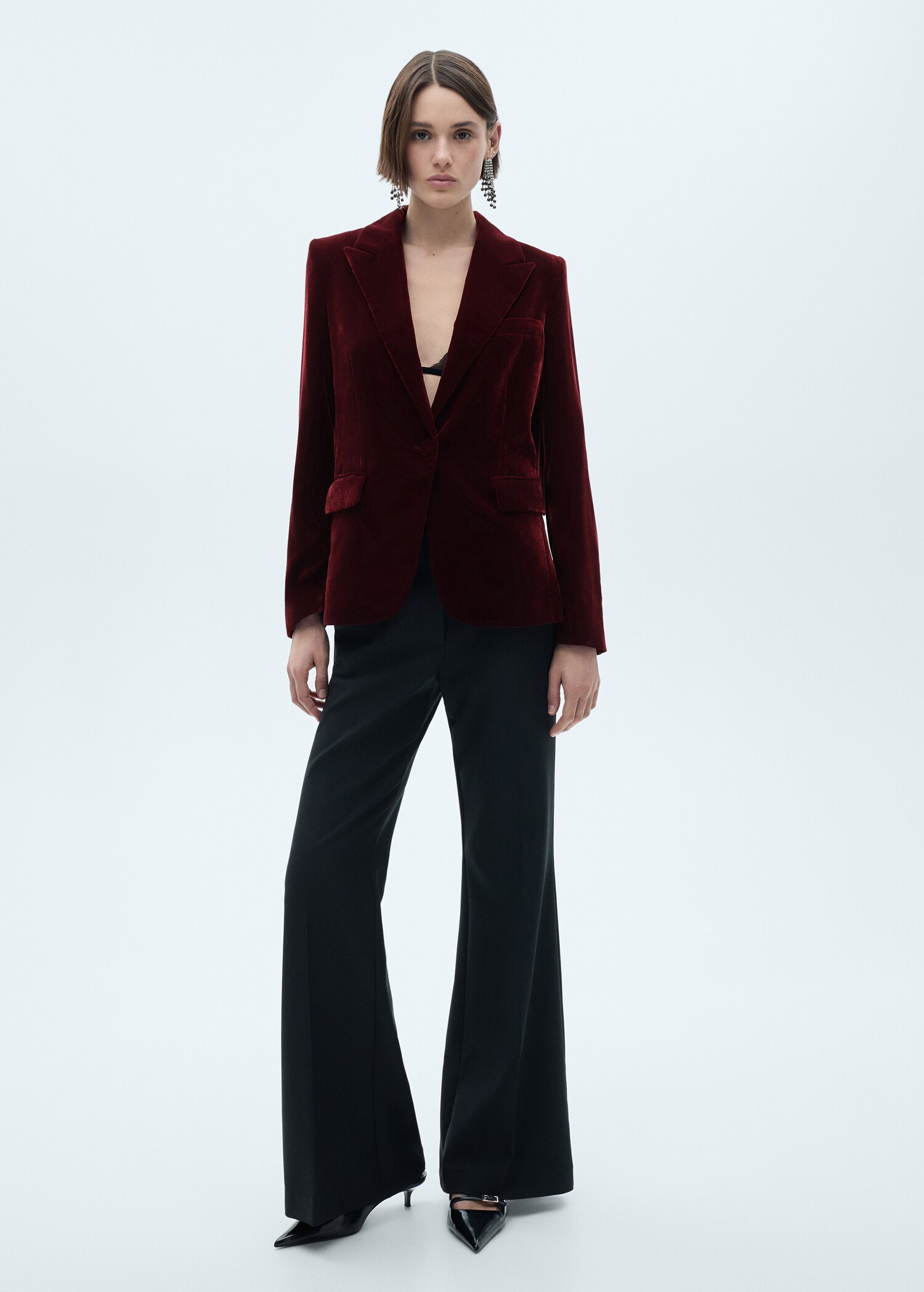 Structured velvet blazer - General plane