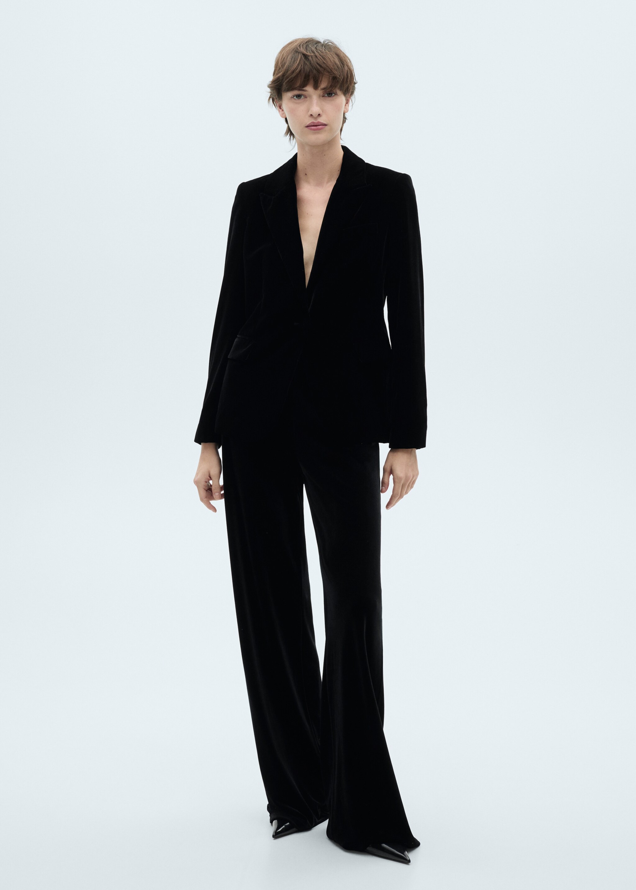 Structured velvet blazer - General plane, Black. Ref: 77088273-00.
