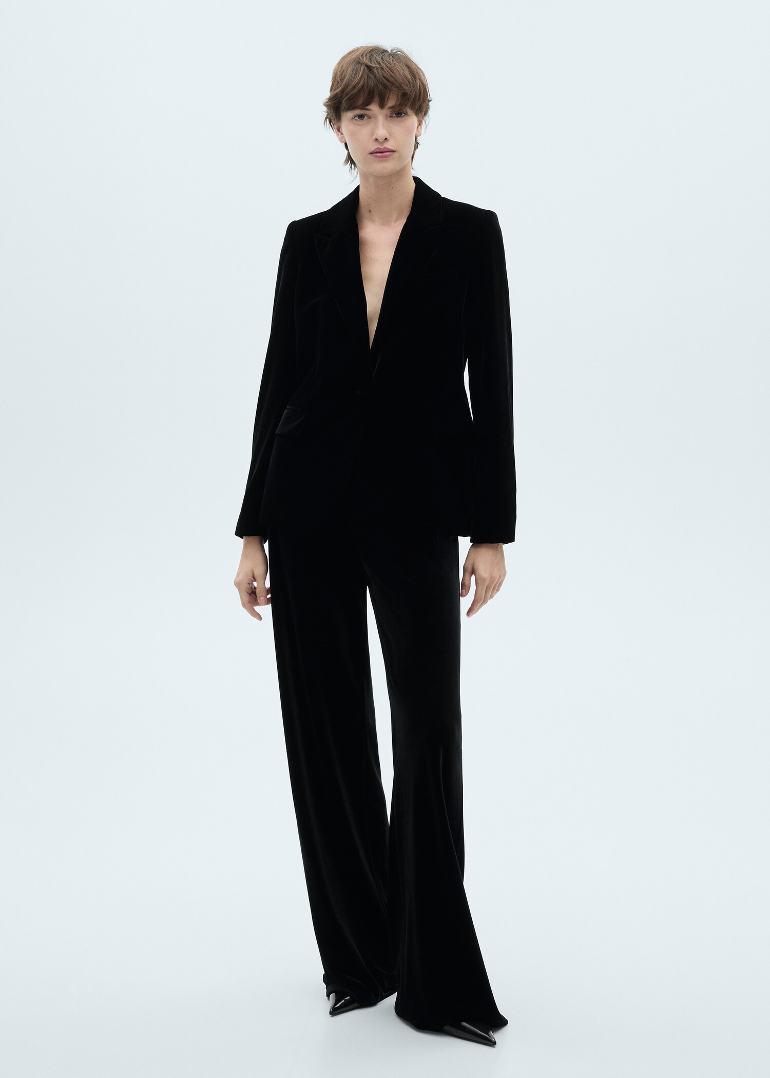 Structured velvet blazer - General plane