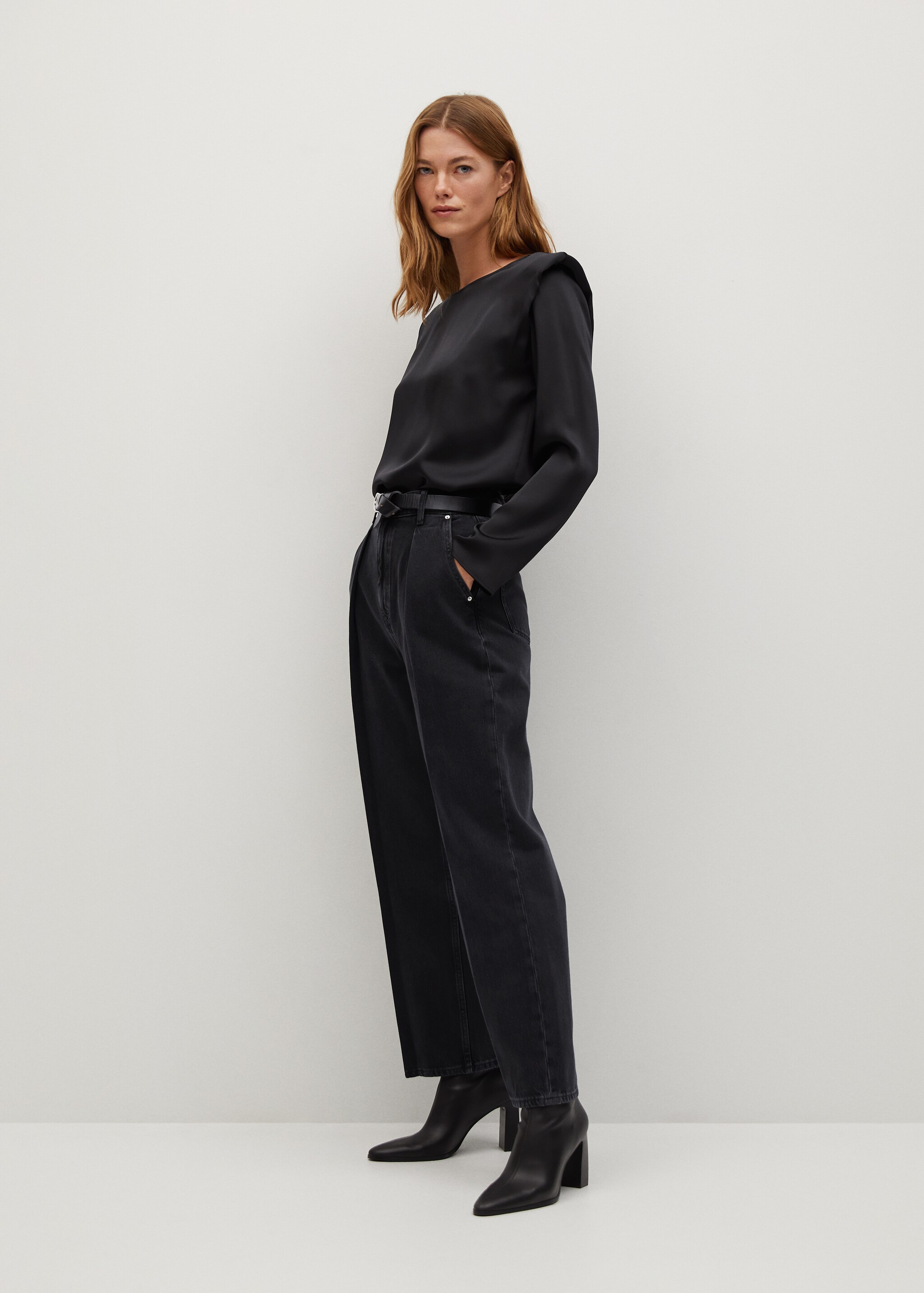 Blouse satinée épaulettes - Plan général