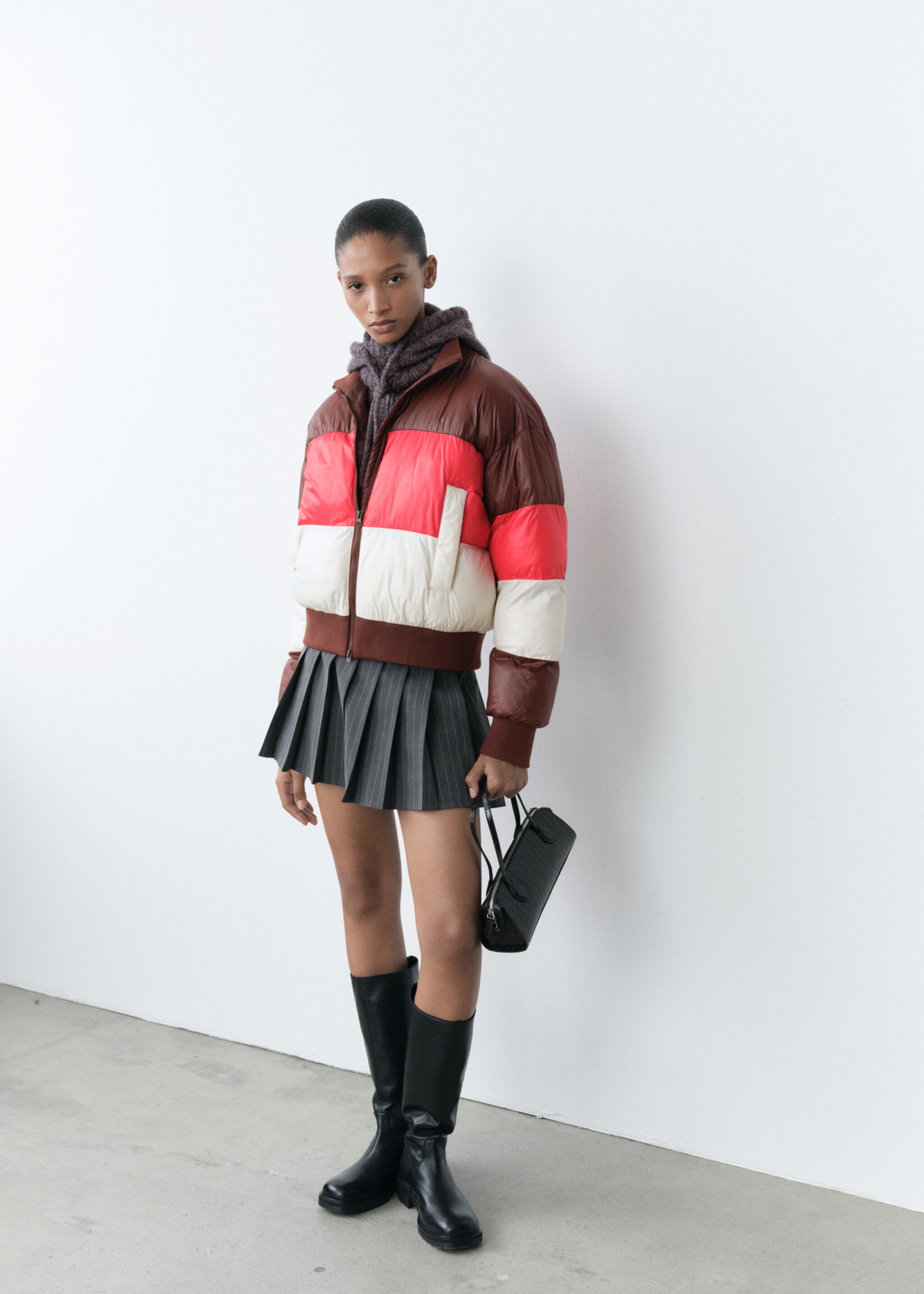 Trefärgad vadderad anorak - Allmän bild, Brun. Ref: 77088632-00.