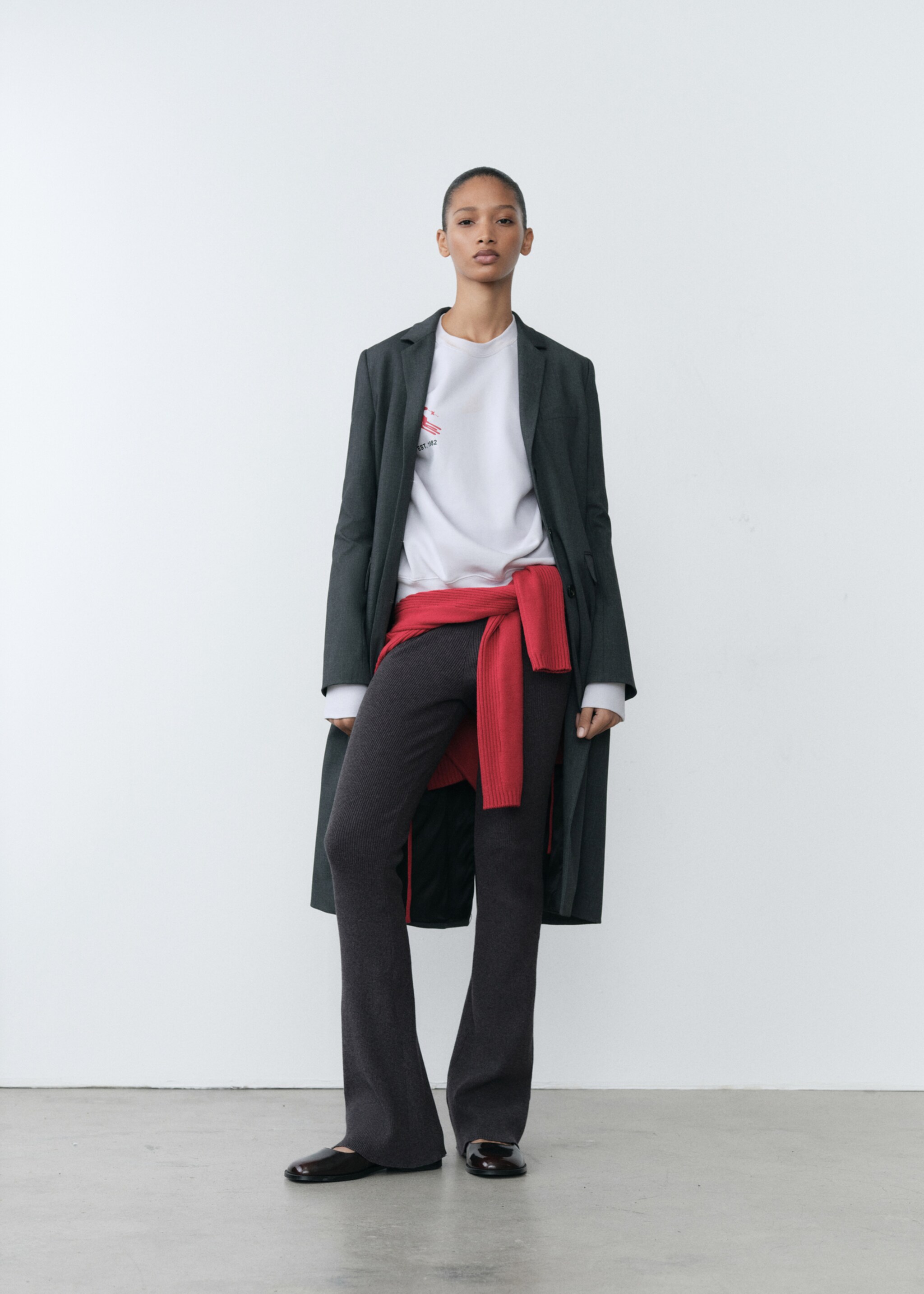 Trousers with knitted waistband - General plane, Grey. Ref: 77088636-00.