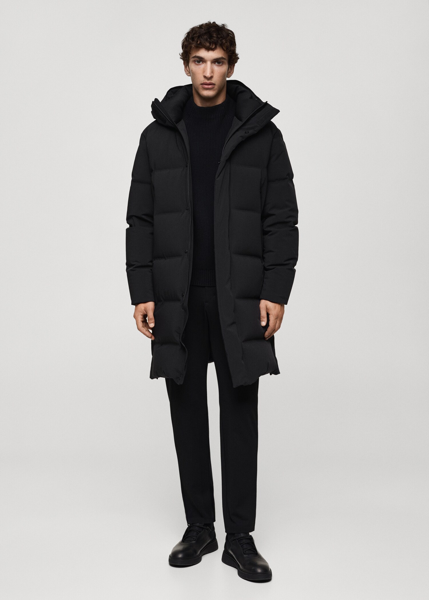 Anorak long imperméable à rembourrage en duvet et plumes - Plan général