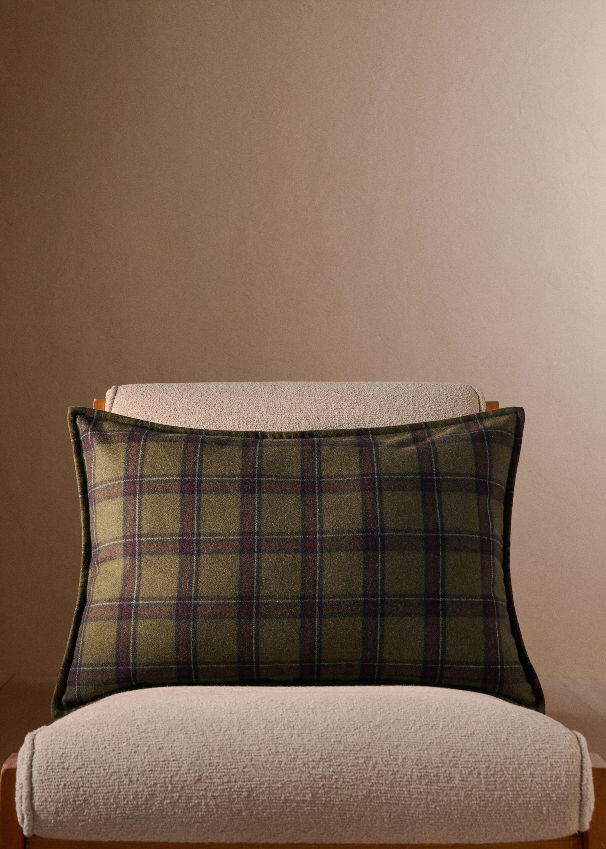 Geruite wollen kussenhoes - Overzichtstekening, Groen. Ref: 77089230-00.