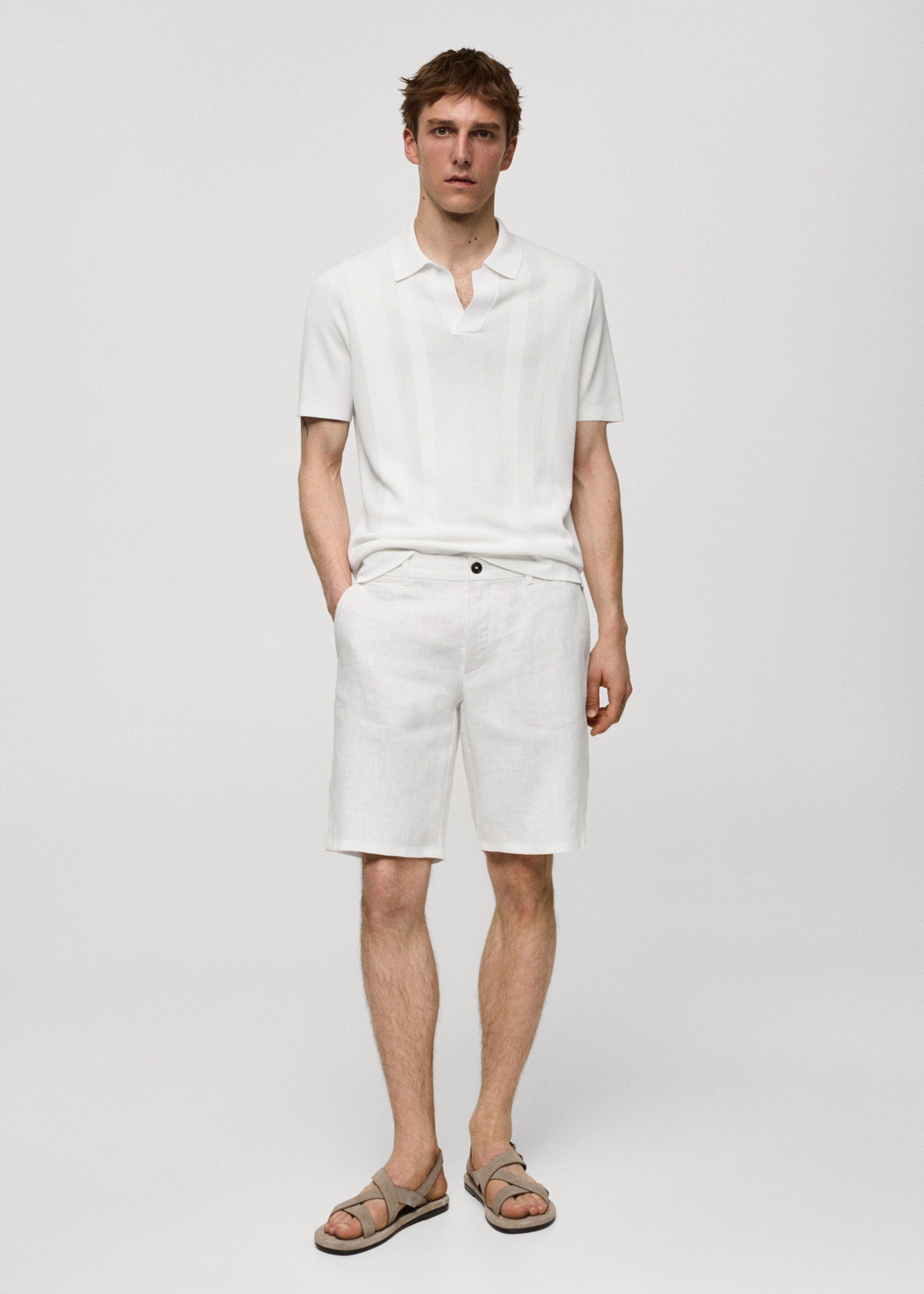 Slim-Fit-Bermudashorts aus 100 % Leinen - Allgemeine Ansicht