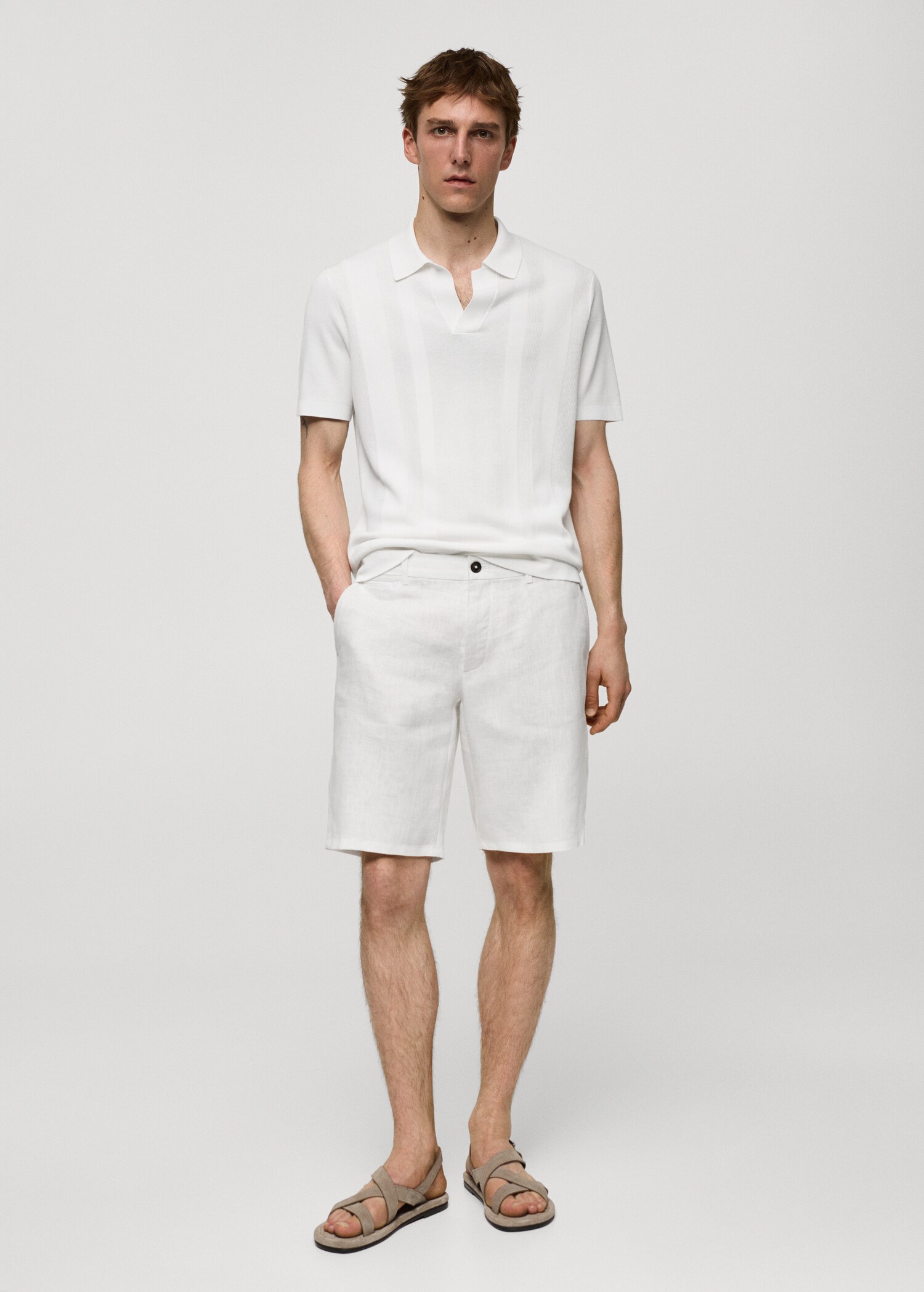 Slim fit bermude od 100 % lana - Opći prikaz