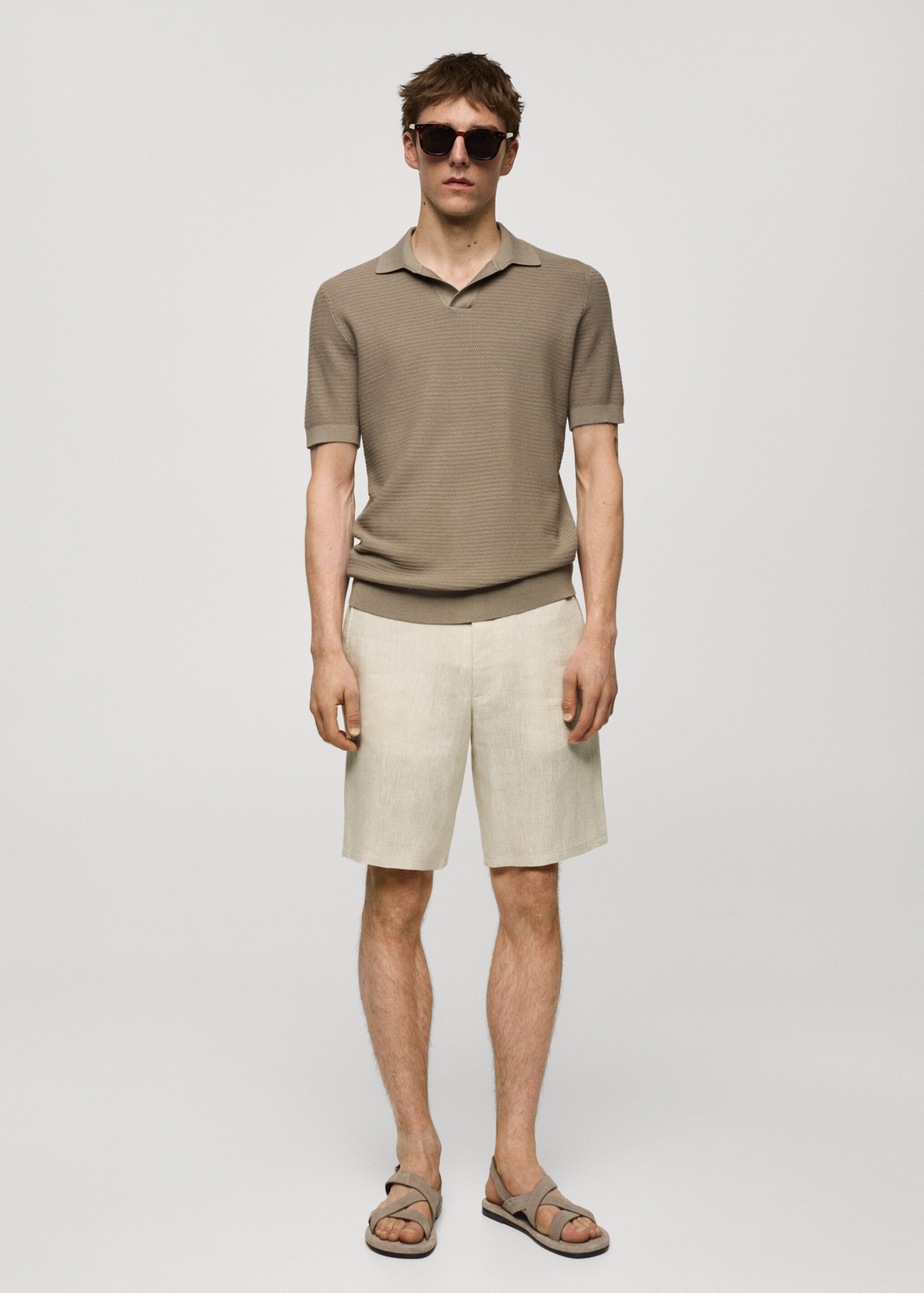 Slim-Fit-Bermudashorts aus 100 % Leinen - Allgemeine Ansicht