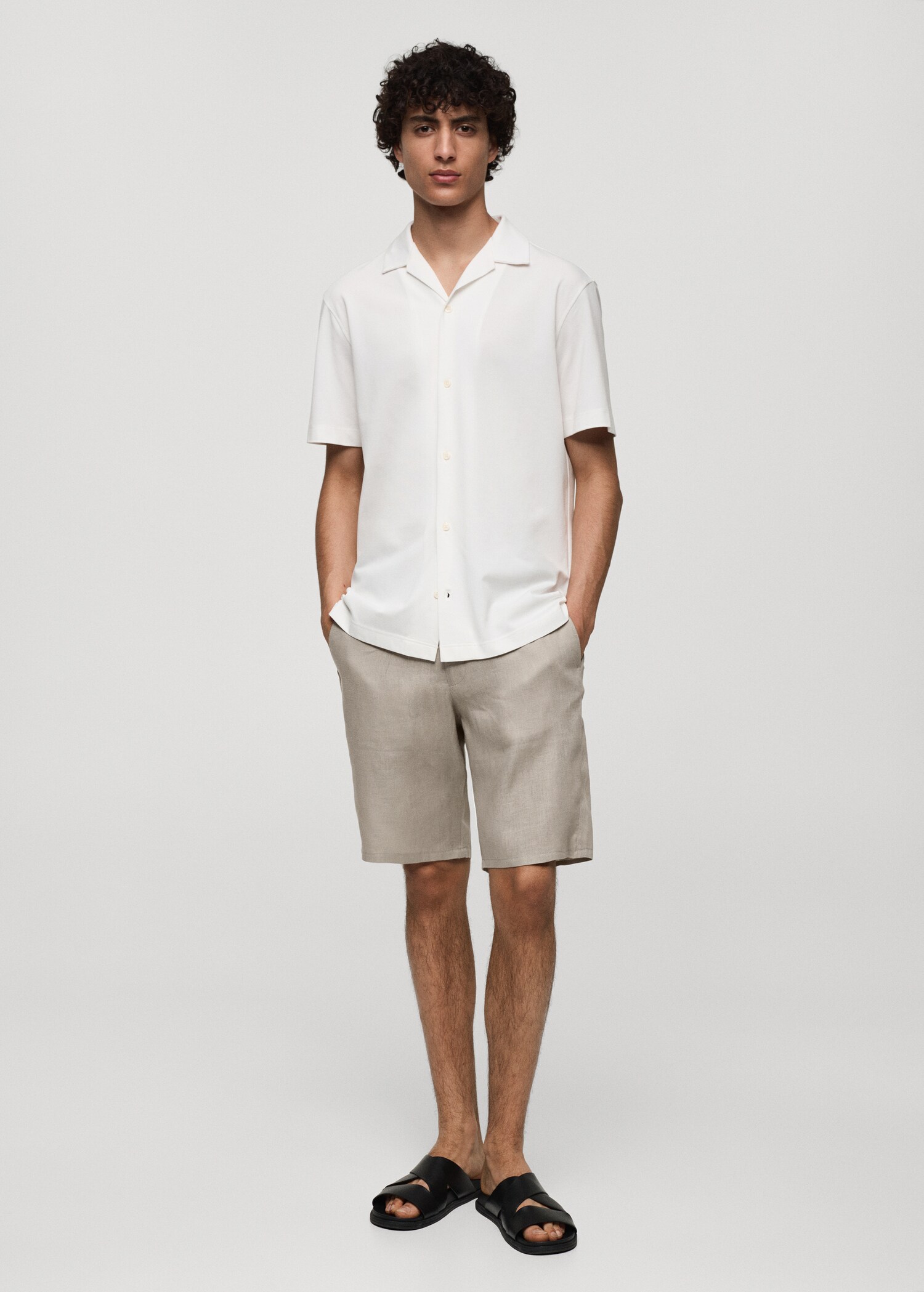 Slim fit bermude od 100 % lana - Opći prikaz