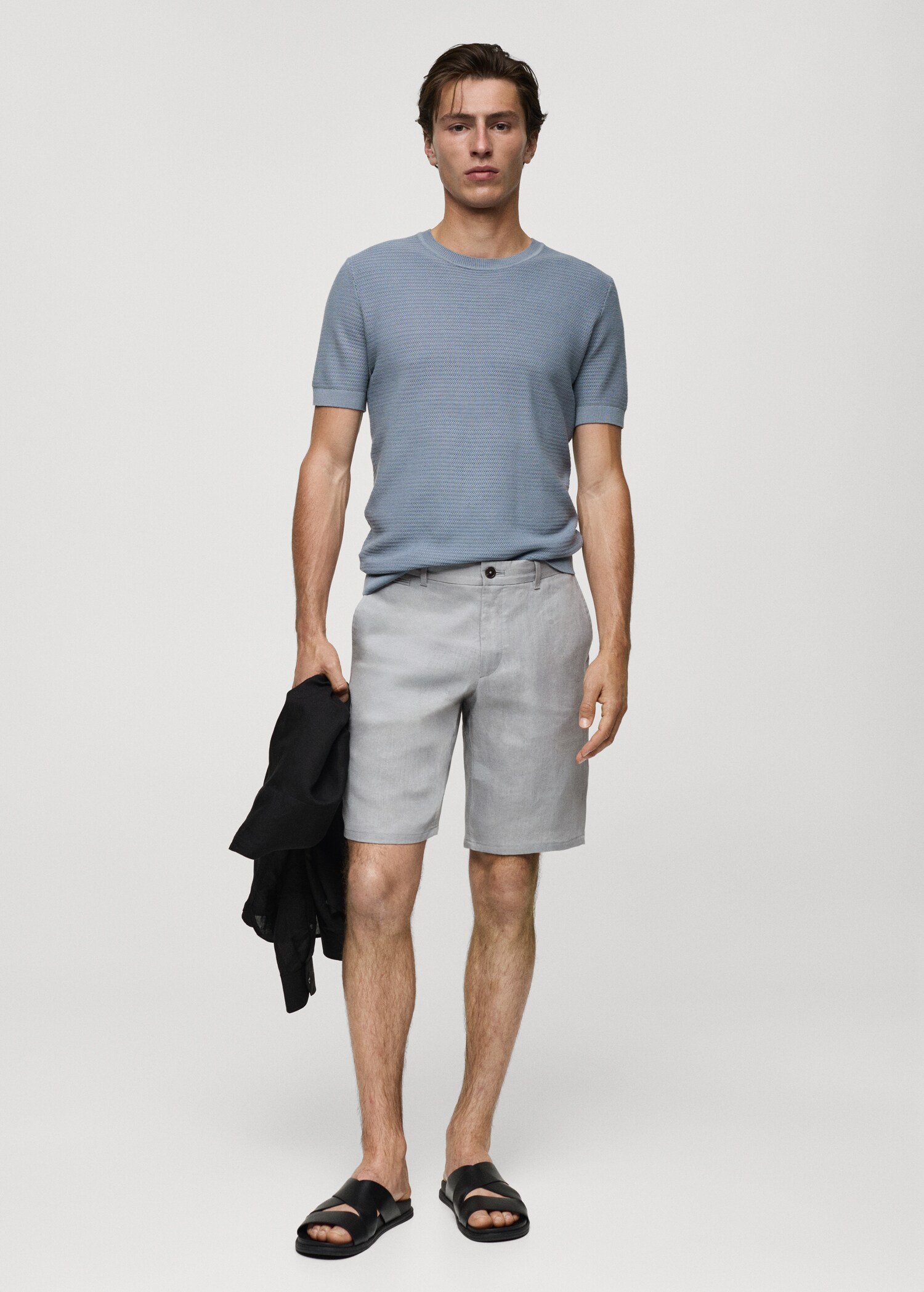 Slim fit bermude od 100 % lana - Opći prikaz