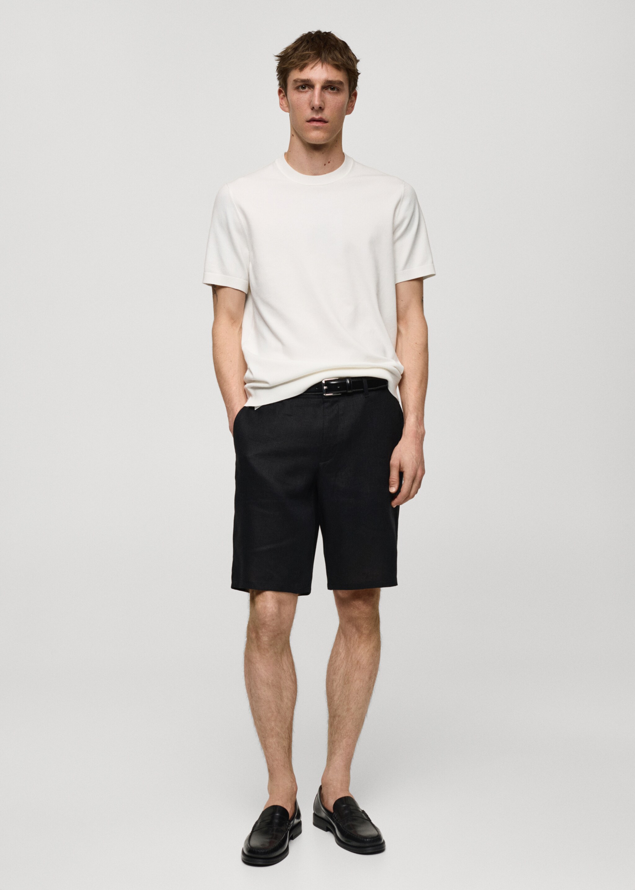 Slim-Fit-Bermudashorts aus 100 % Leinen - Allgemeine Ansicht