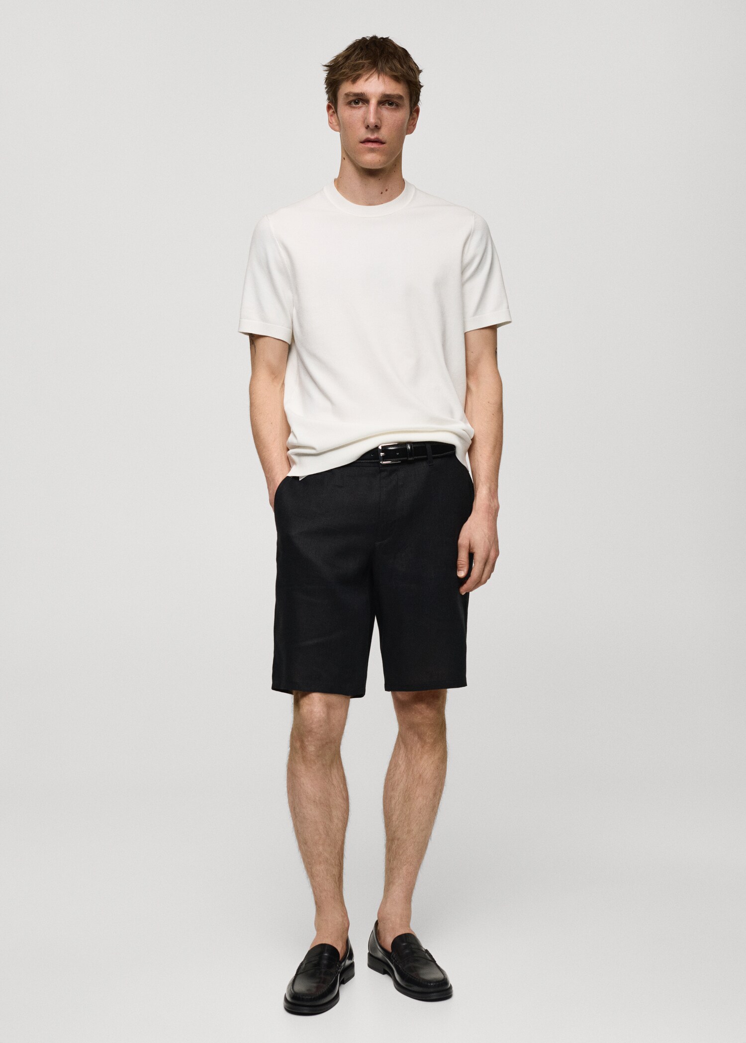 Slim-Fit-Bermudashorts aus 100 % Leinen - Allgemeine Ansicht