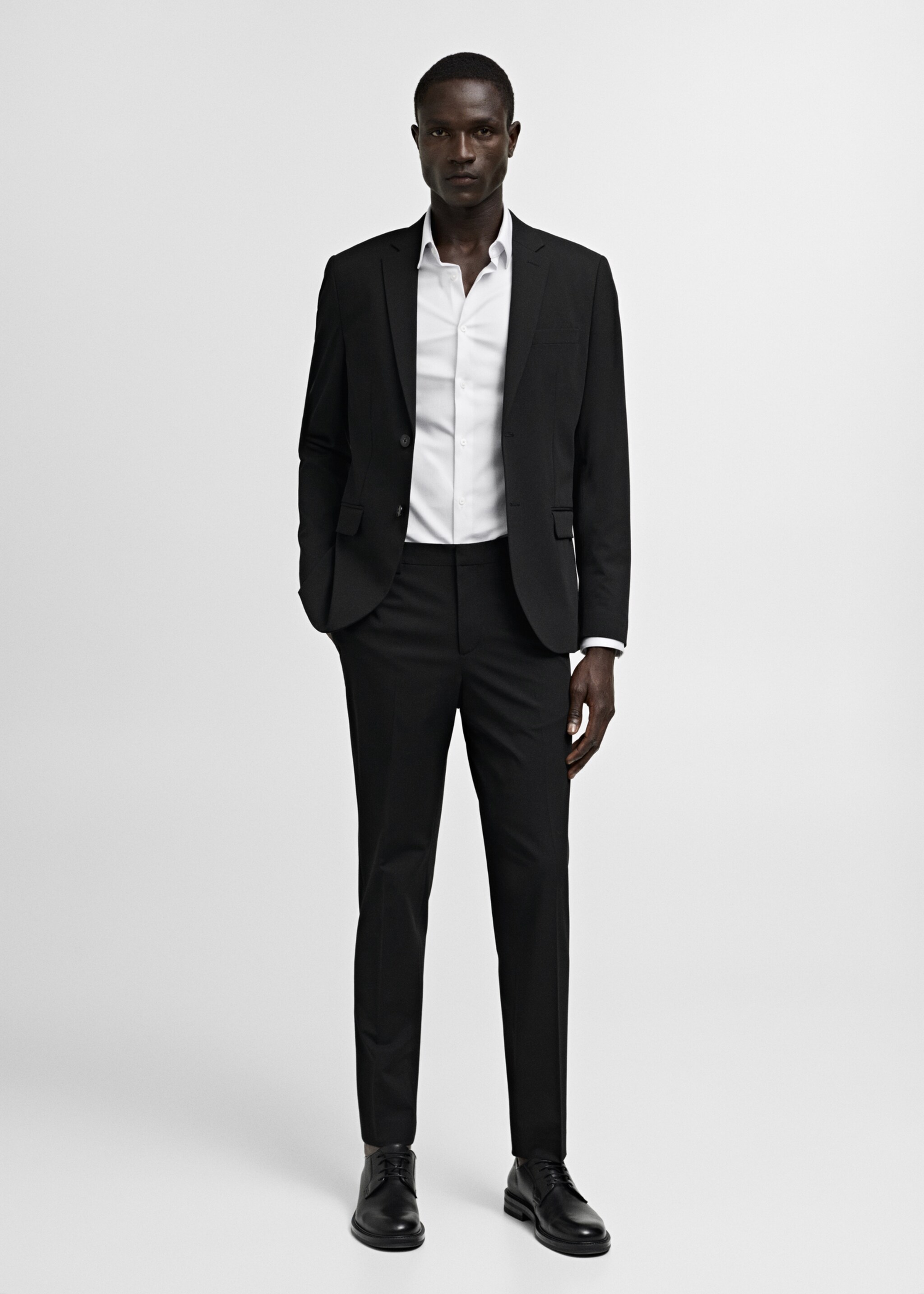 Πουκάμισο κοστουμιού super slim fit ποπλίνα - Γενικό πλάνο, Λευκό. Ref: 77090568-00.