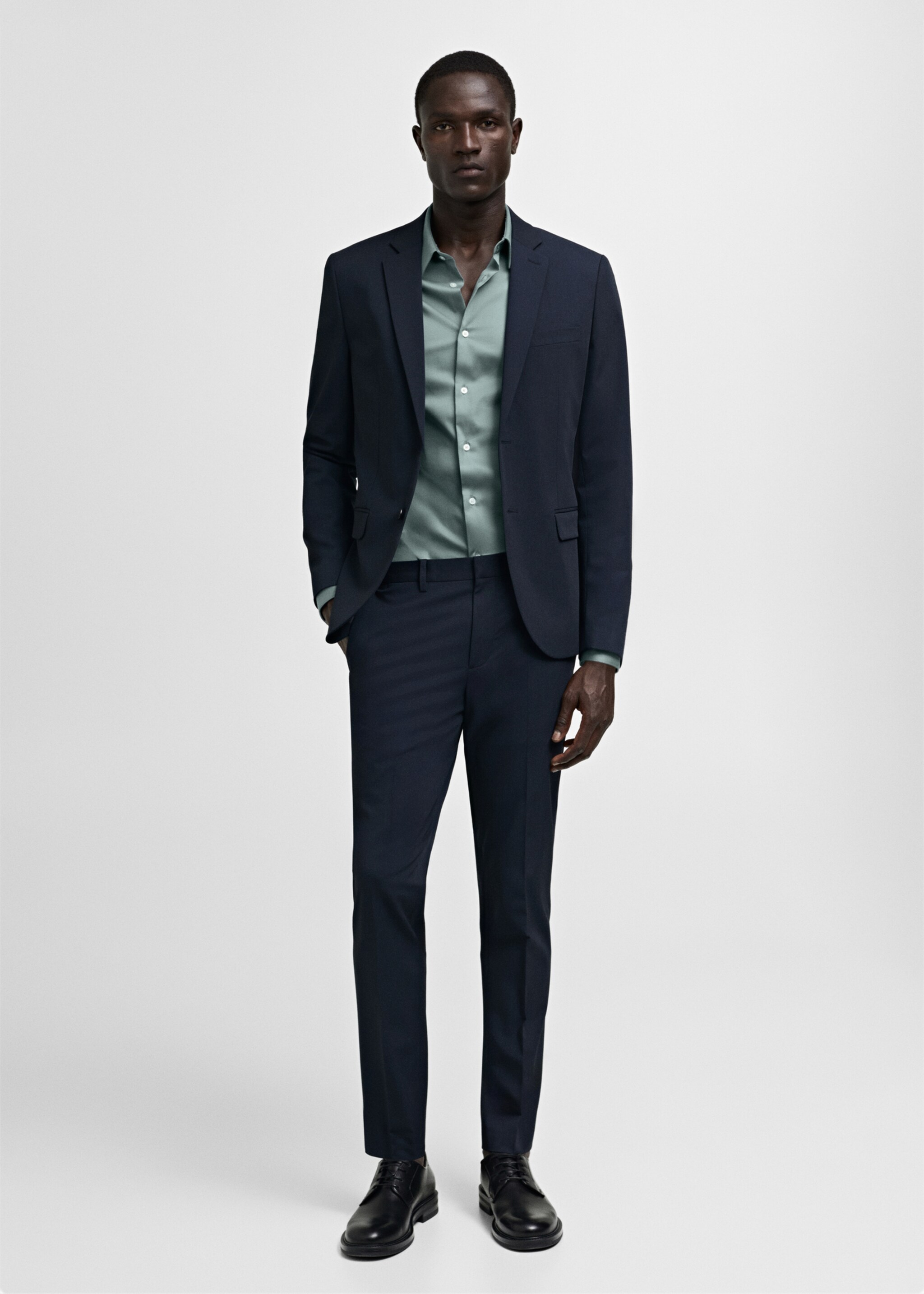 Camisa vestit súper slim fit popelín - Pla general, Verd. Ref: 77090568-00.