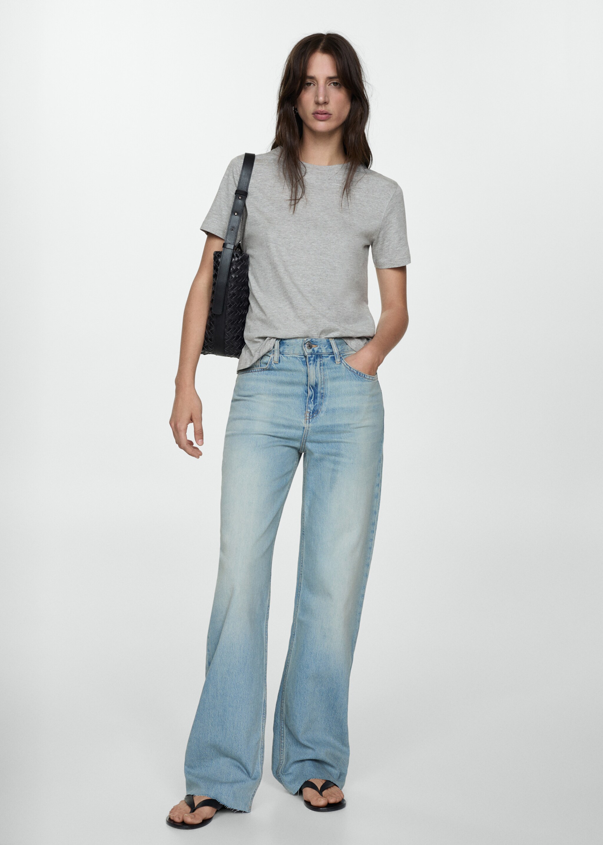 Short-sleeved cotton t-shirt - General plane, Medium Heather Grey. Ref: 77090593-00.