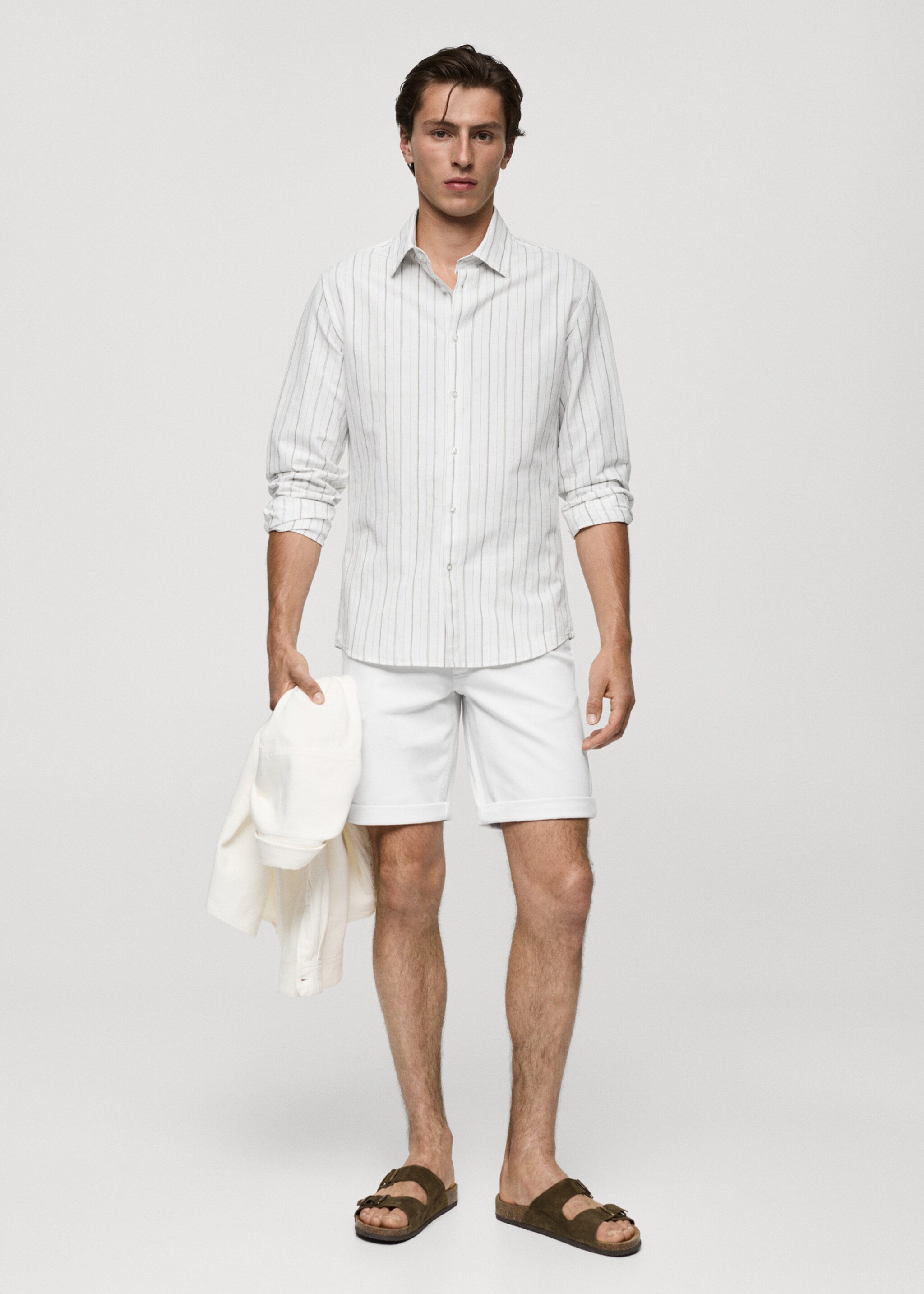 Slim-fit denim bermuda shorts - General plane